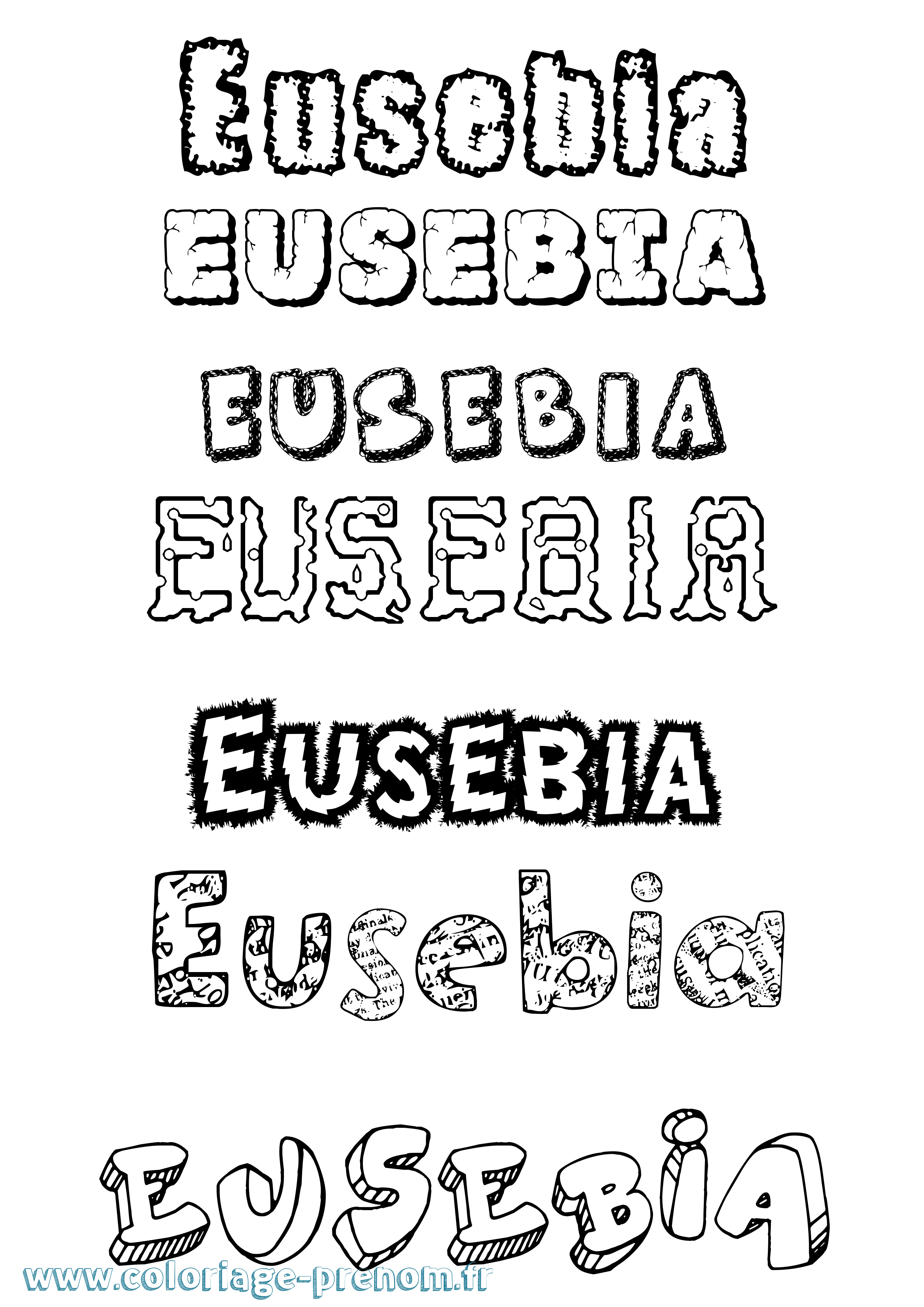 Coloriage prénom Eusebia Destructuré