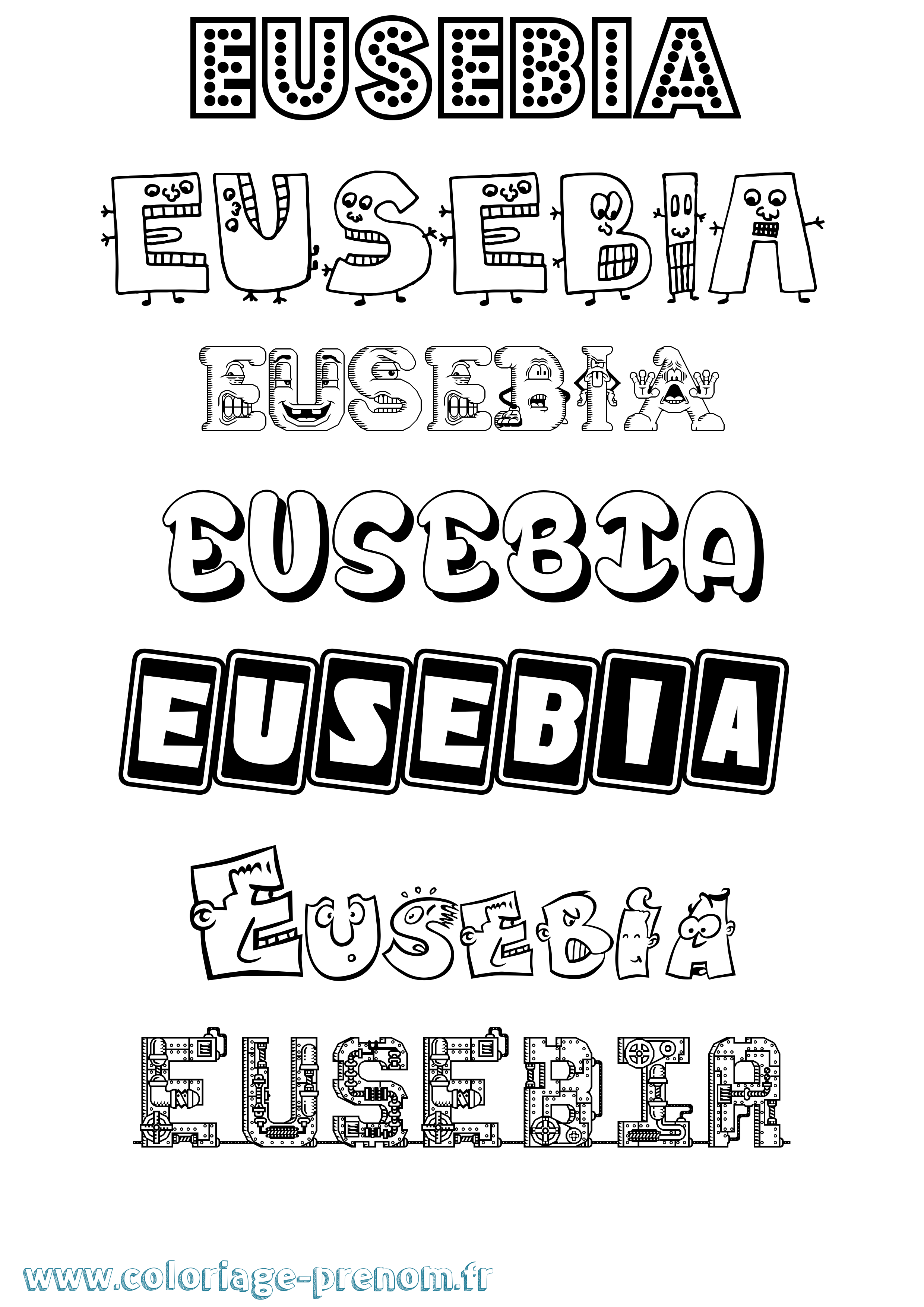 Coloriage prénom Eusebia Fun