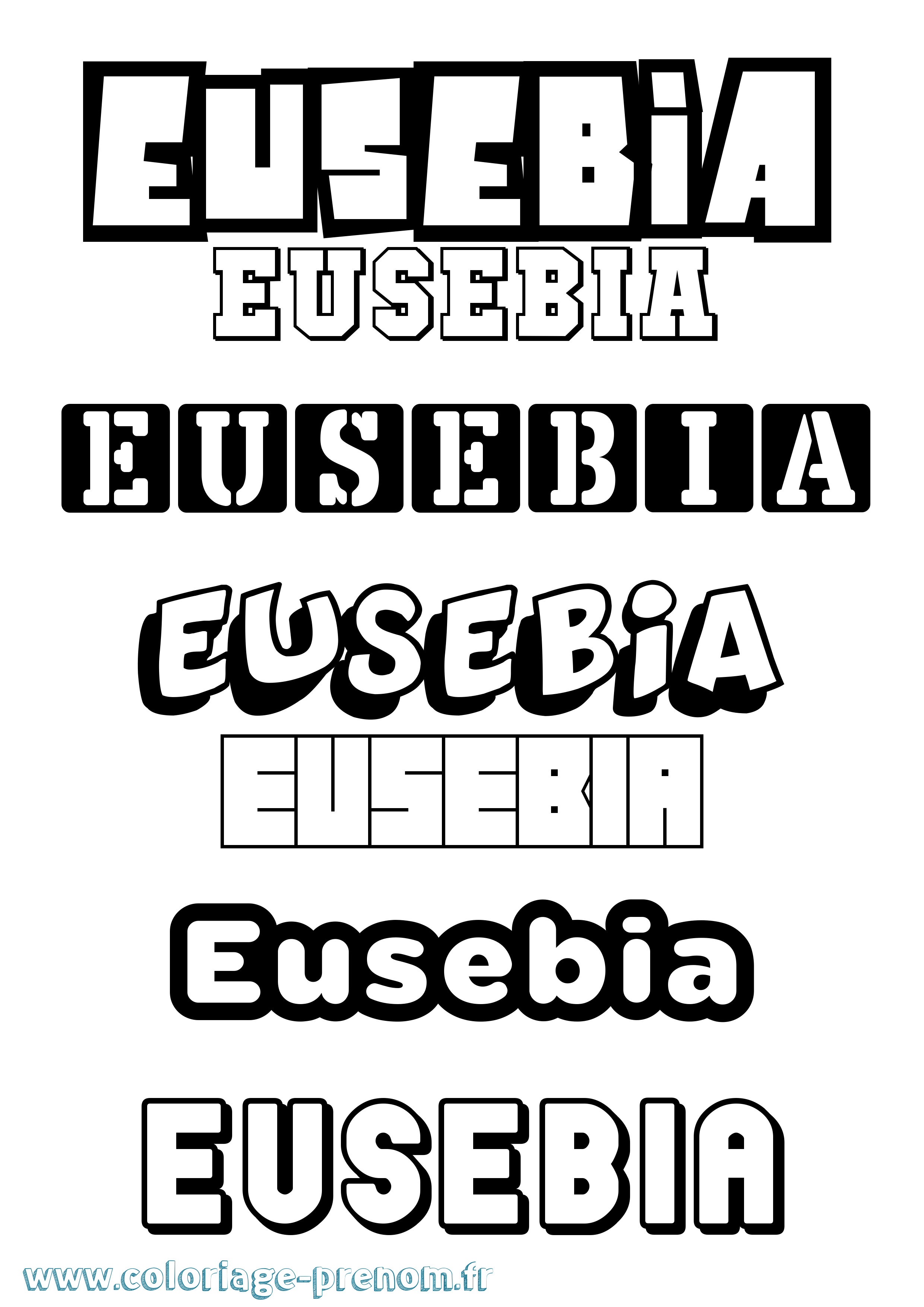 Coloriage prénom Eusebia Simple