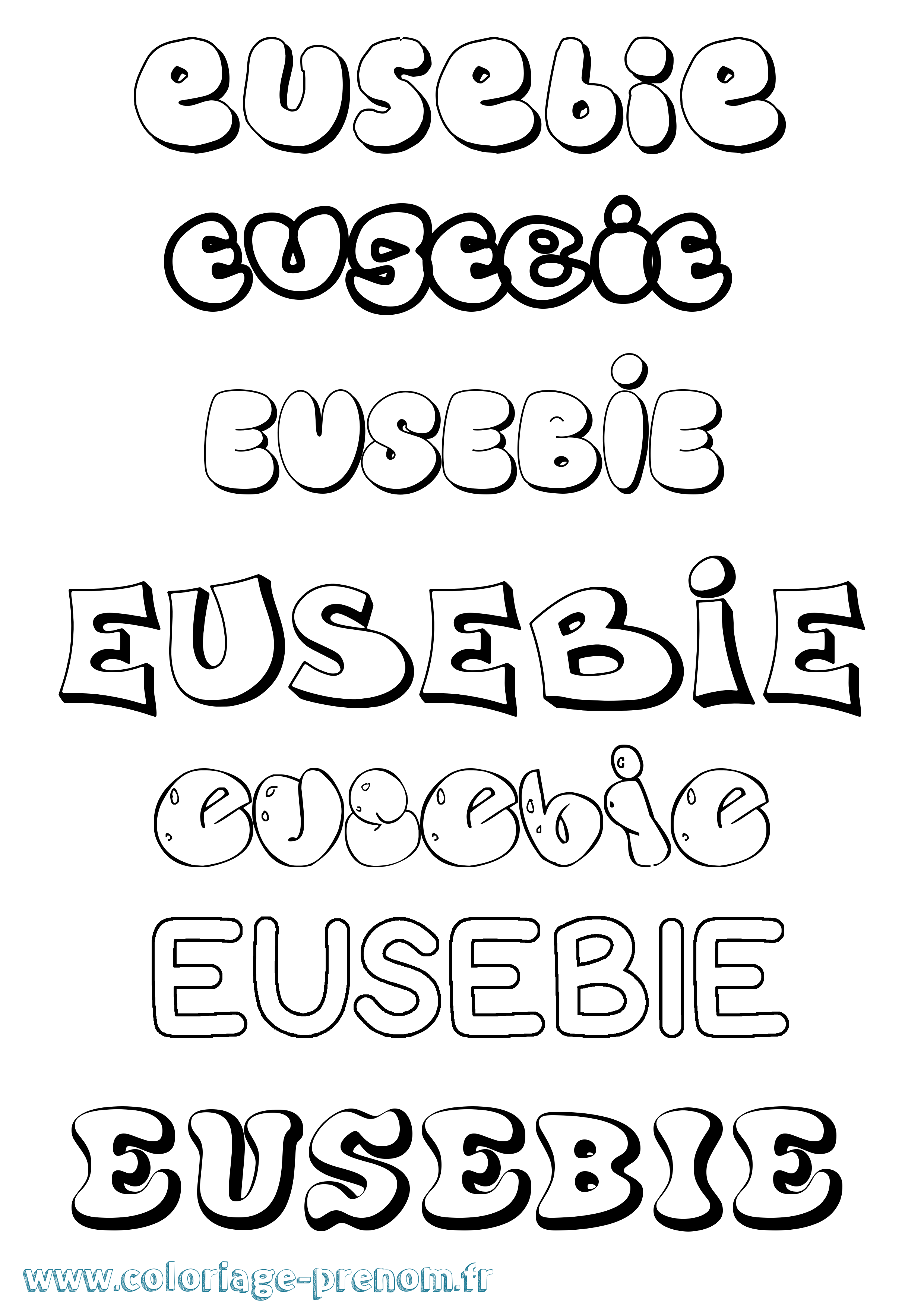 Coloriage prénom Eusebie Bubble