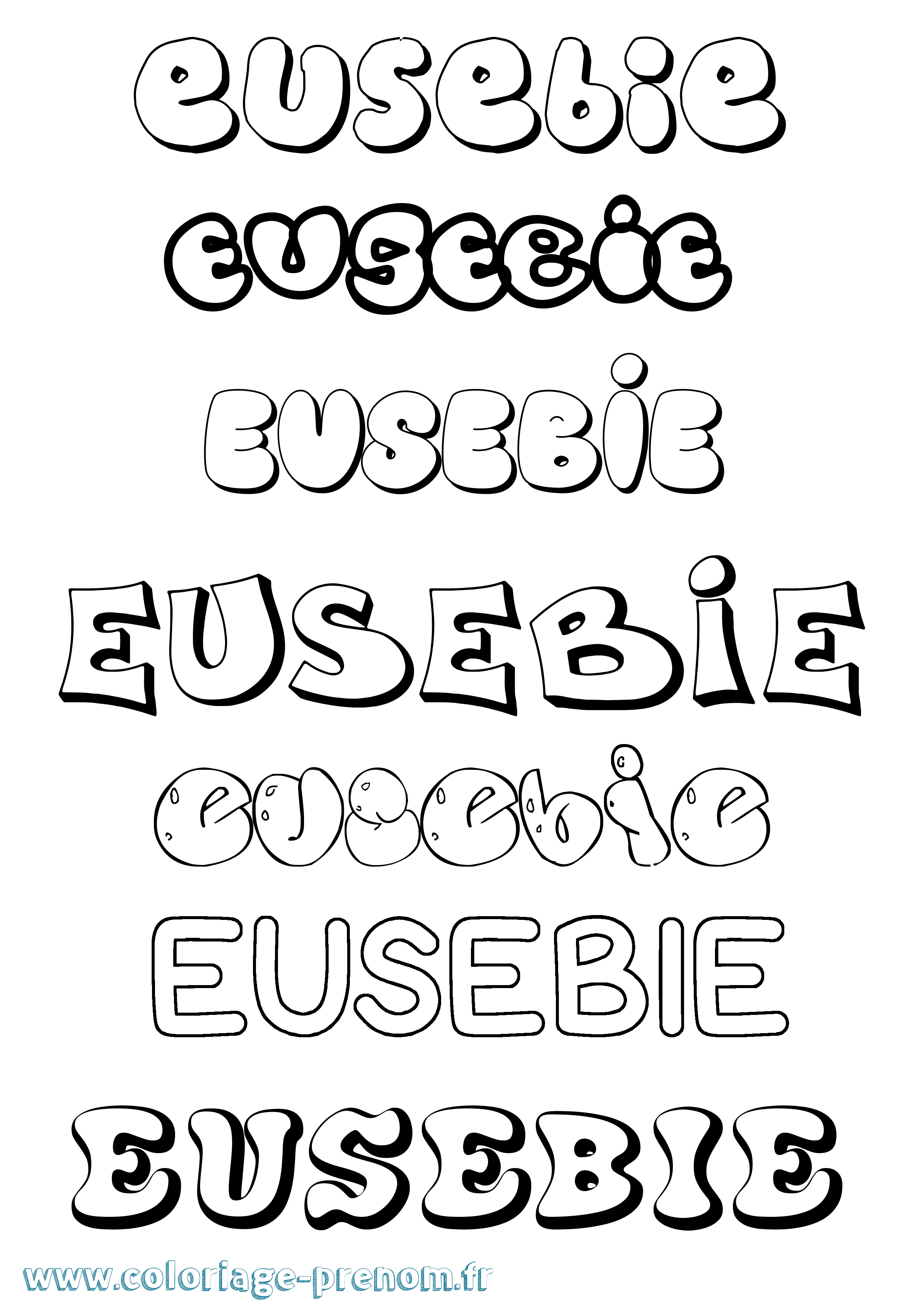 Coloriage Eusebie Bubble Coloriage prénom Eusebie Bubble