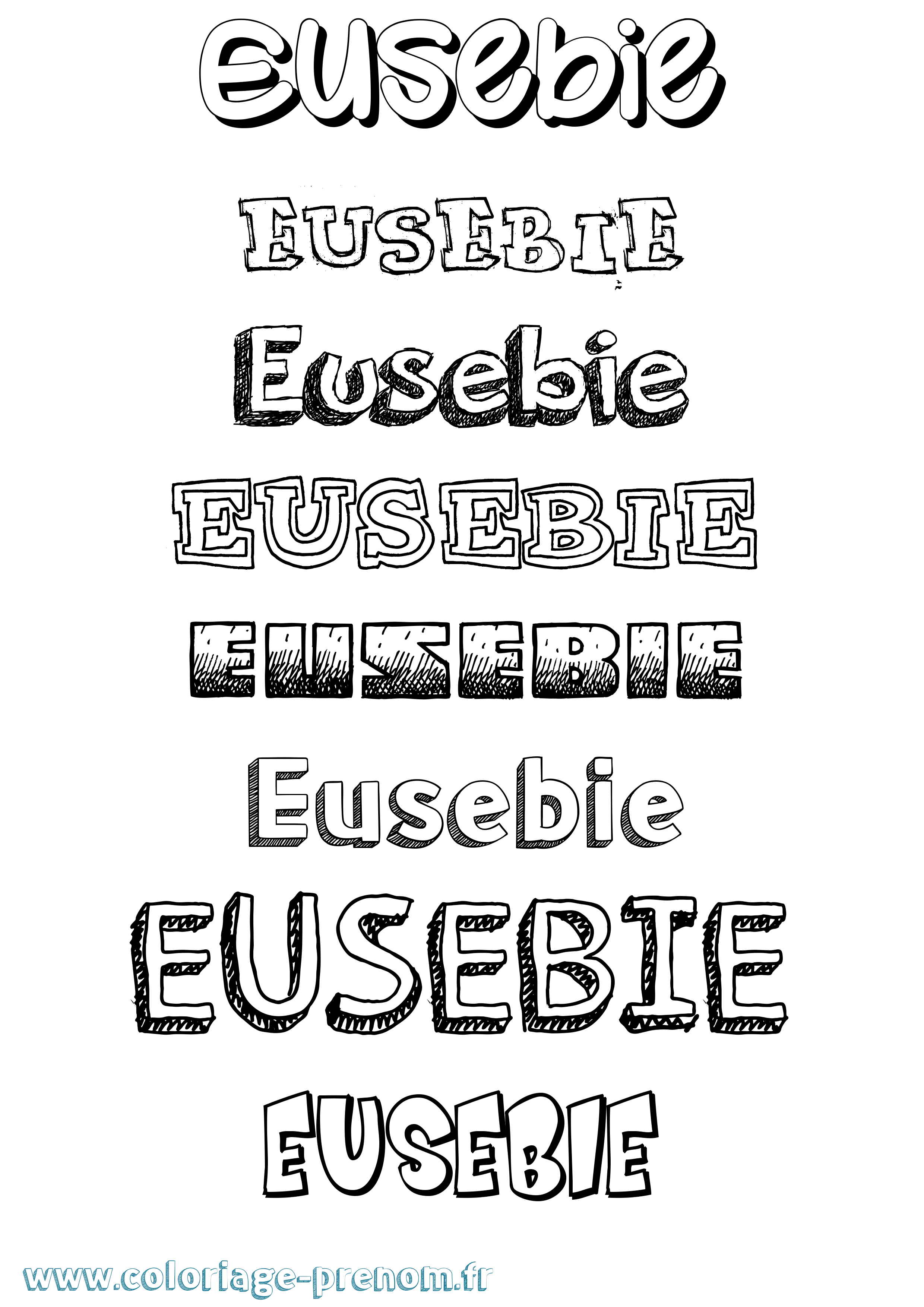 Coloriage prénom Eusebie Dessiné