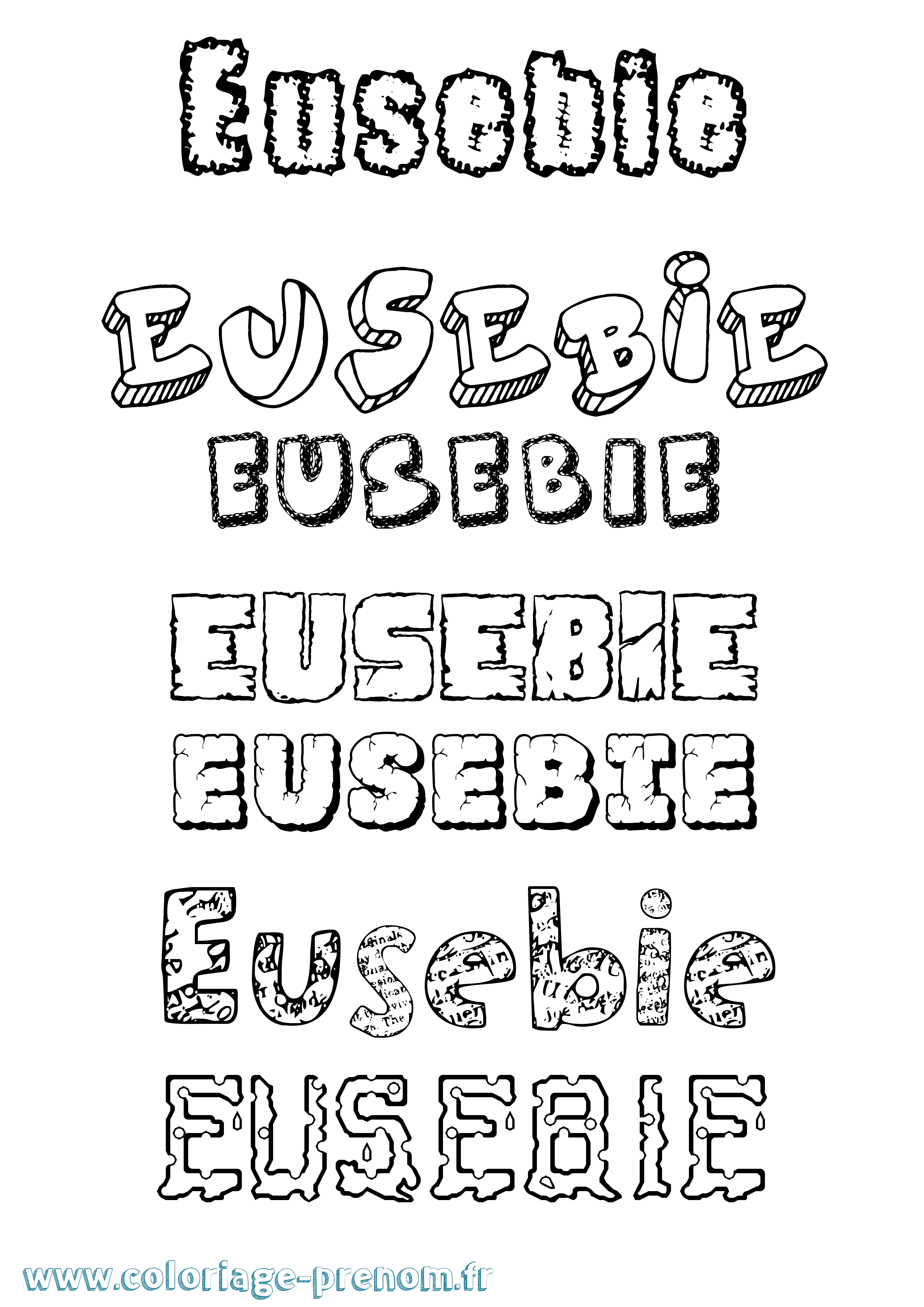 Coloriage Eusebie Destructuré Coloriage prénom Eusebie Destructuré