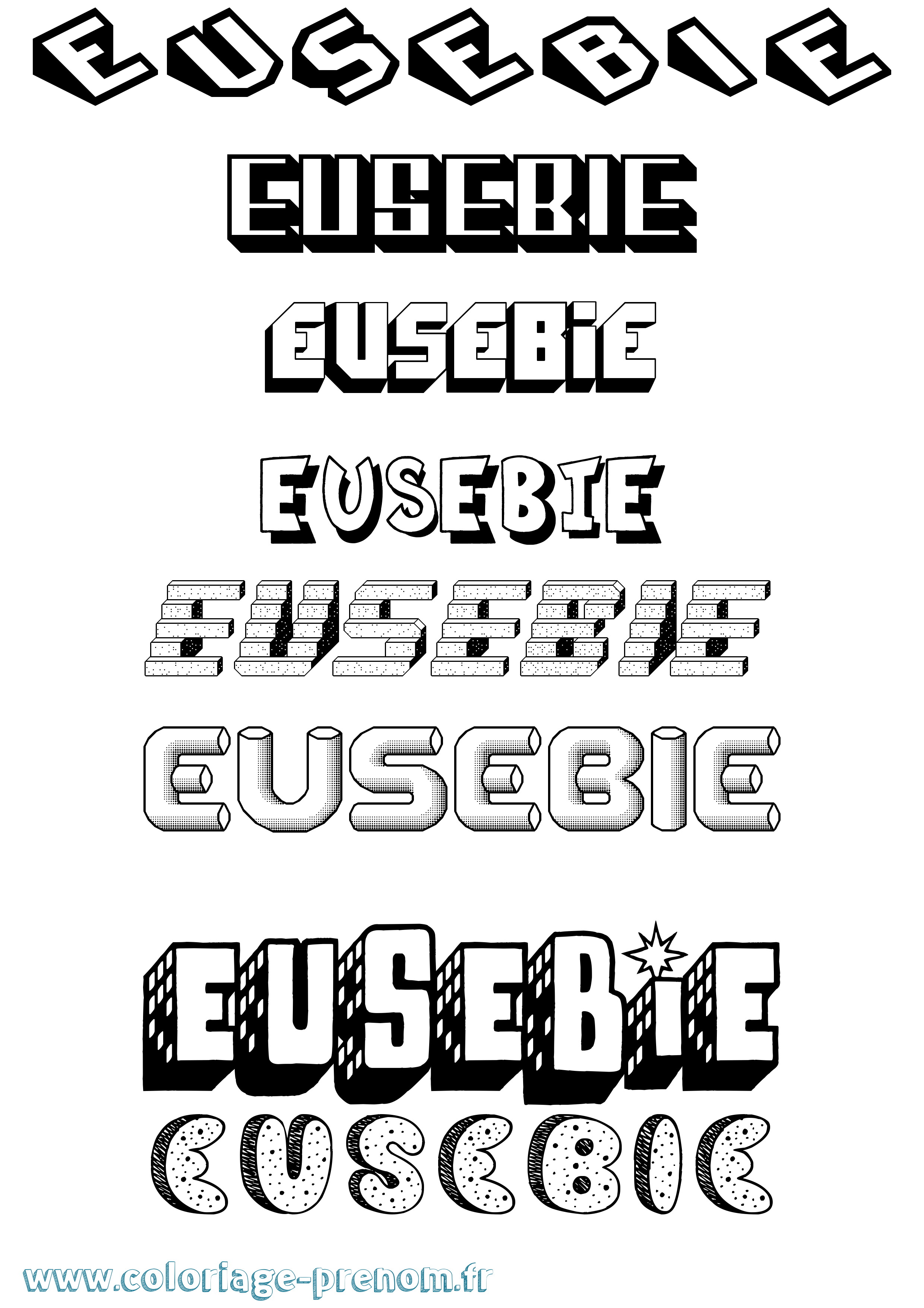 Coloriage Eusebie Effet 3D Coloriage prénom Eusebie Effet 3D