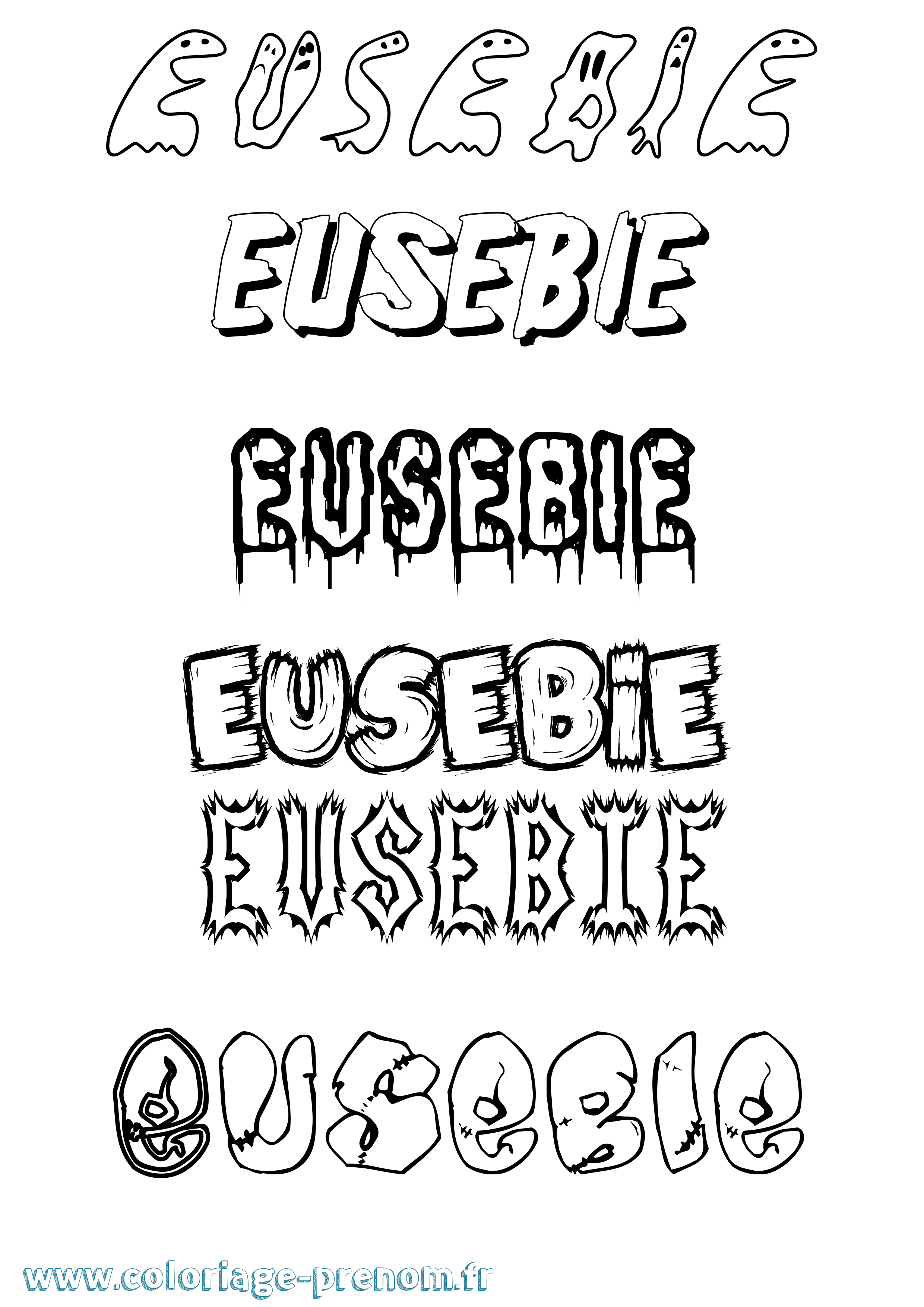 Coloriage Eusebie Frisson Coloriage prénom Eusebie Frisson