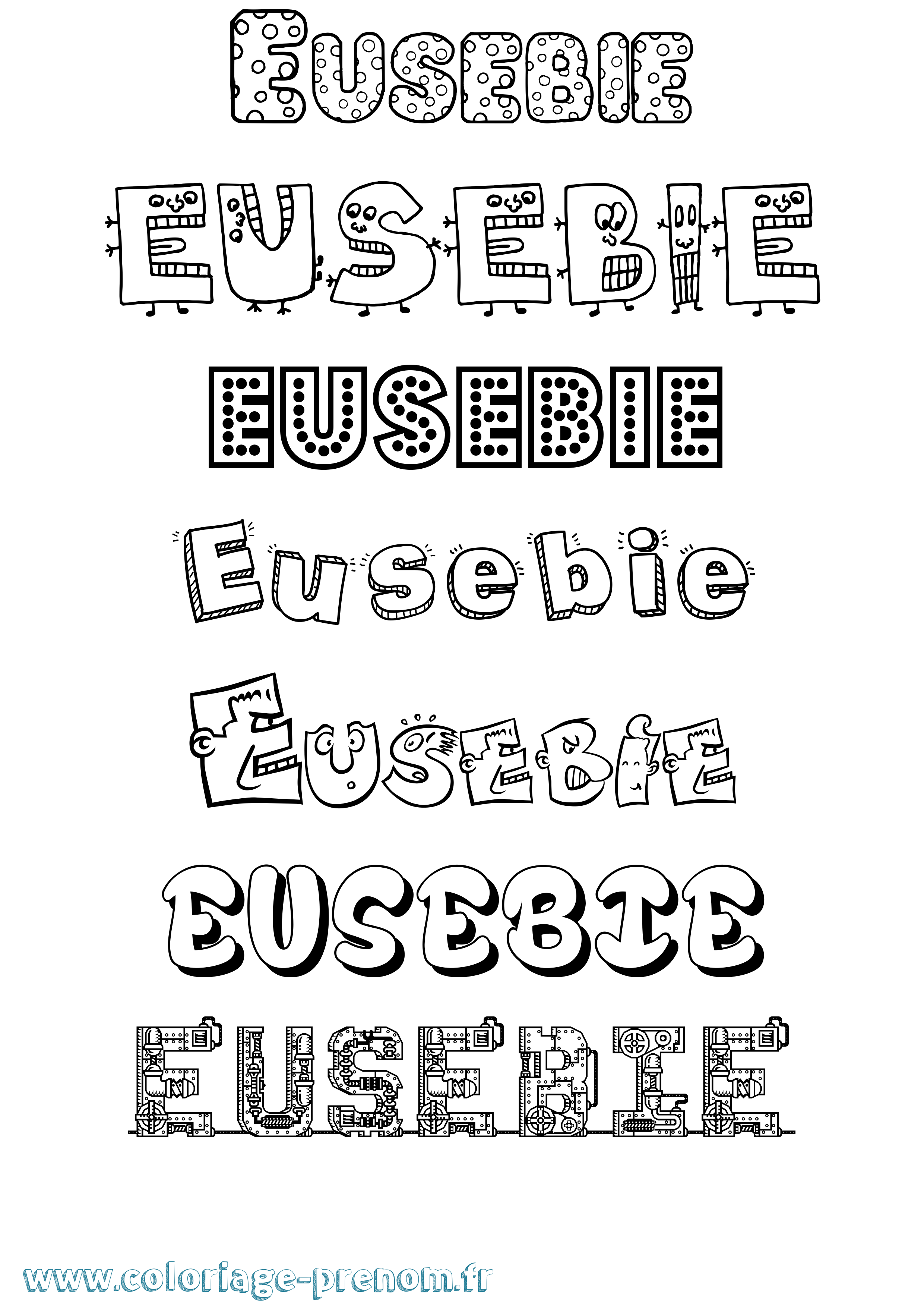 Coloriage Eusebie Fun Coloriage prénom Eusebie Fun