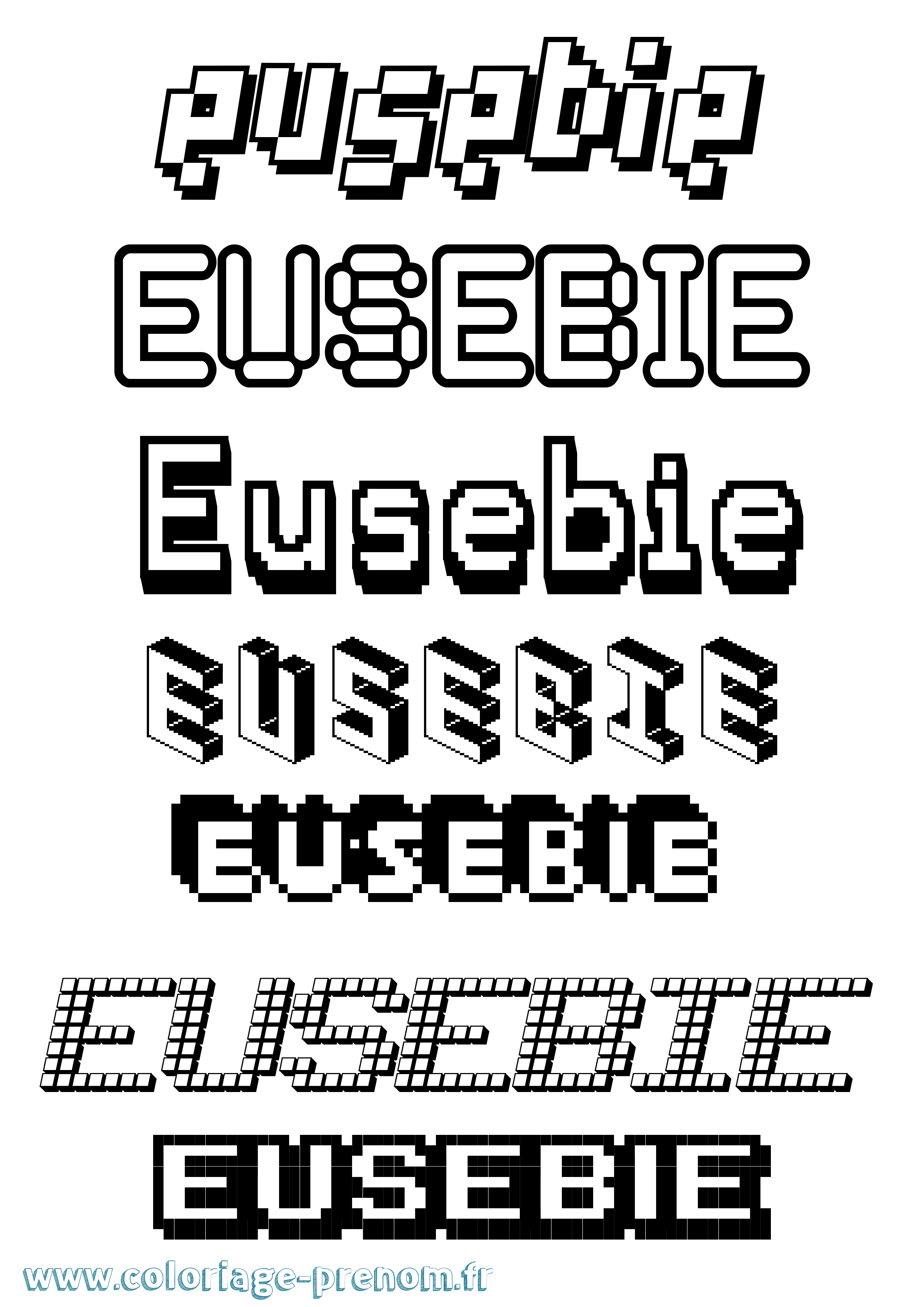 Coloriage Eusebie Pixel Coloriage prénom Eusebie Pixel