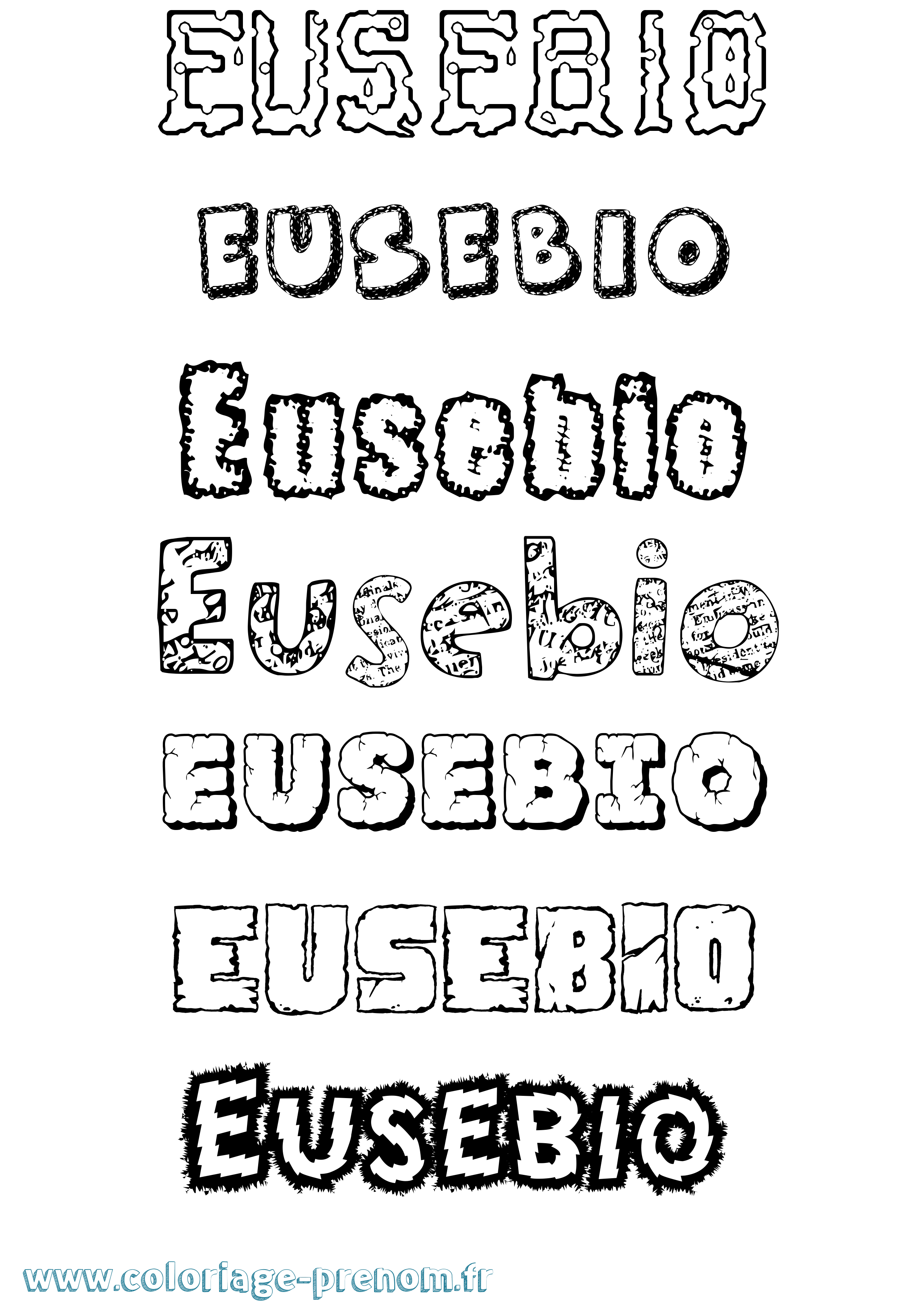 Coloriage prénom Eusebio Destructuré