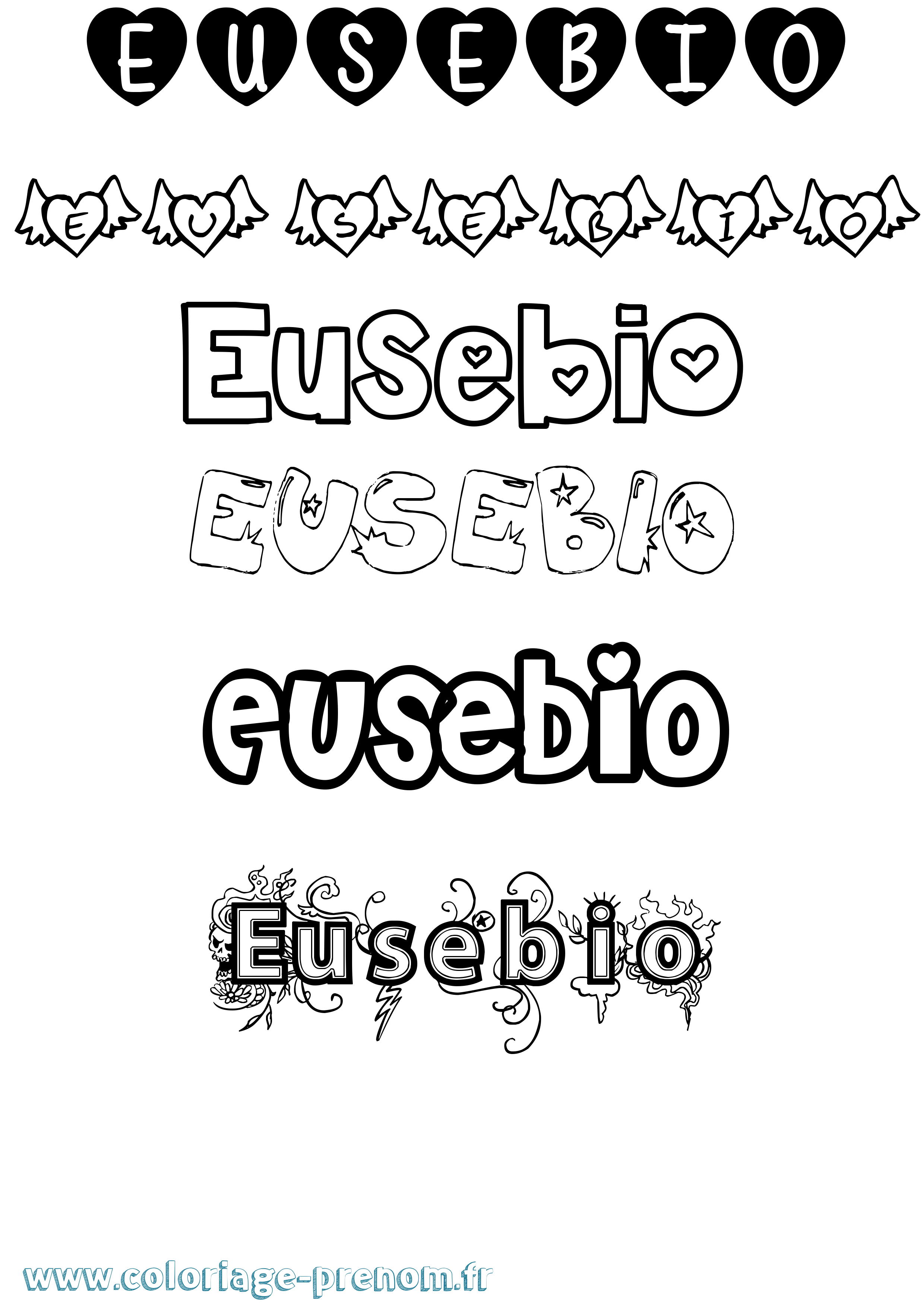 Coloriage prénom Eusebio Girly
