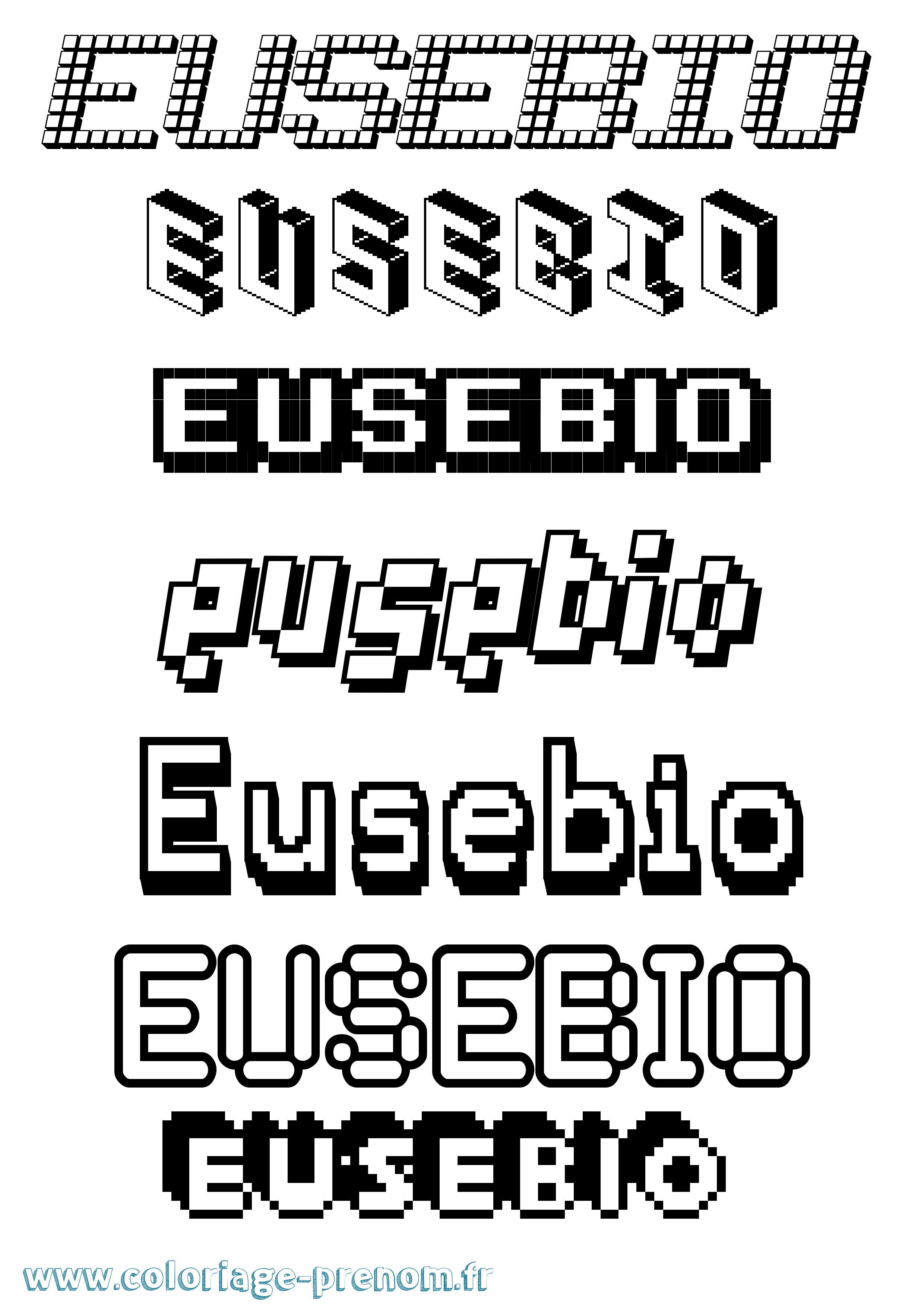 Coloriage prénom Eusebio Pixel