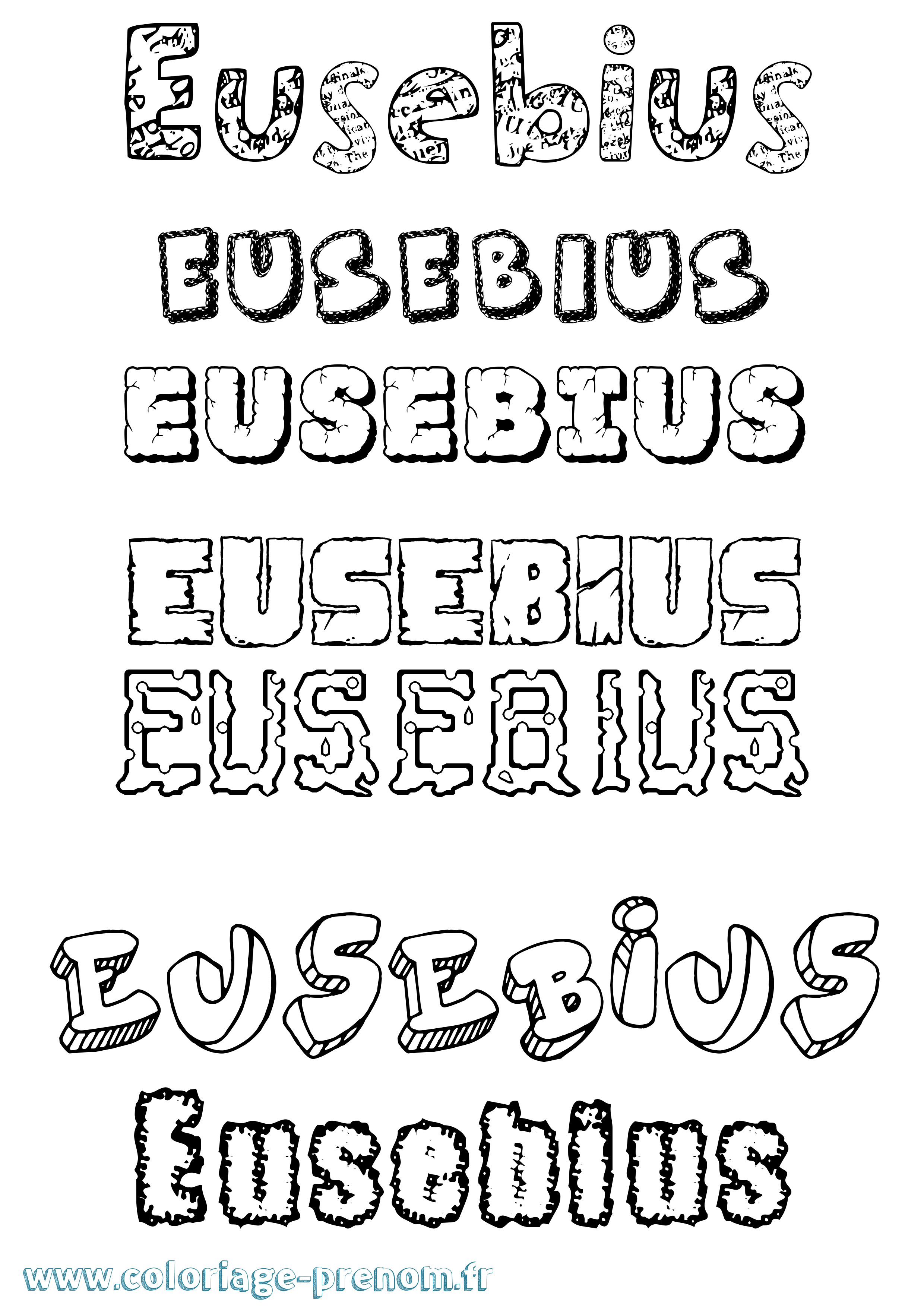 Coloriage prénom Eusebius Destructuré
