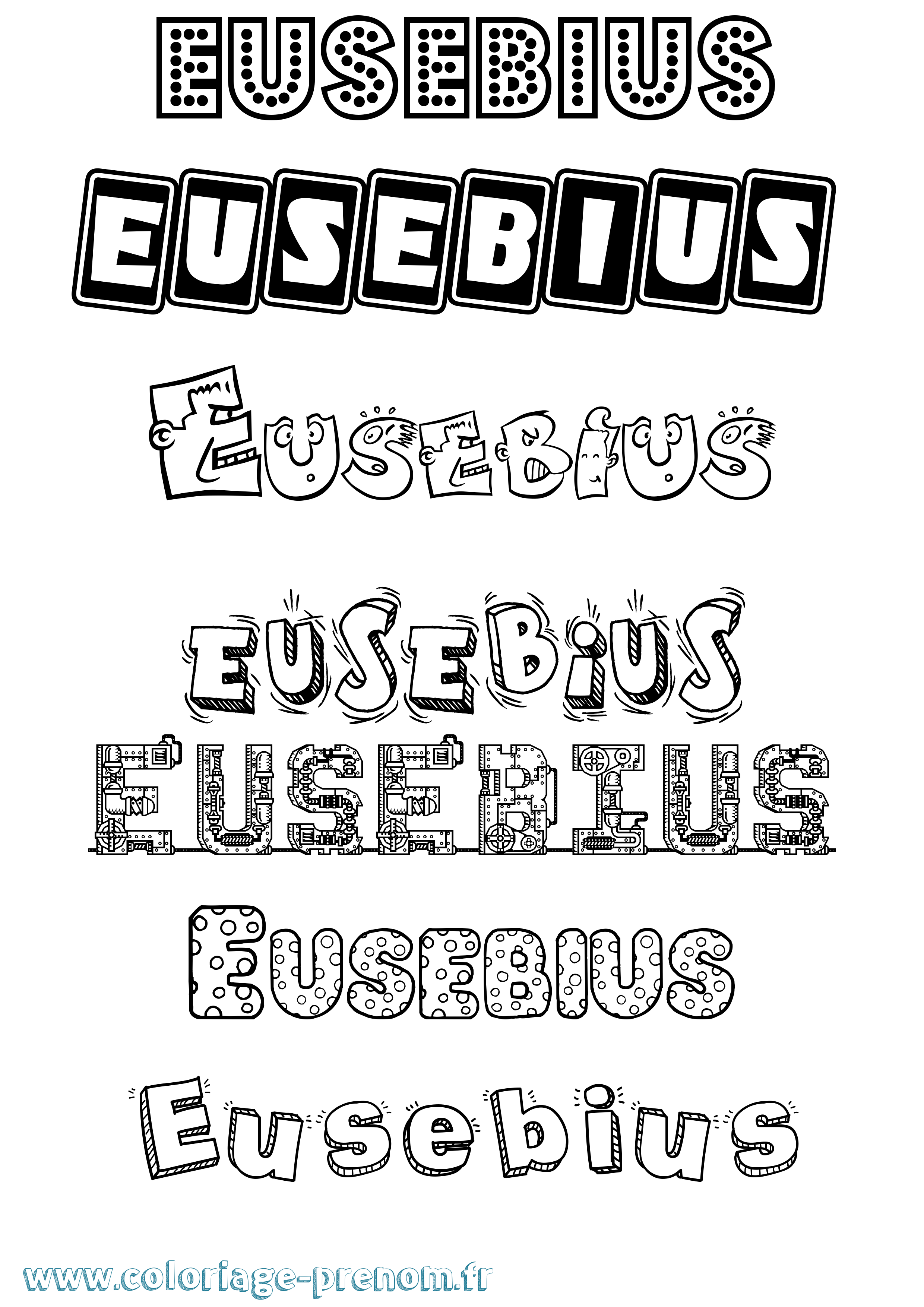 Coloriage prénom Eusebius Fun