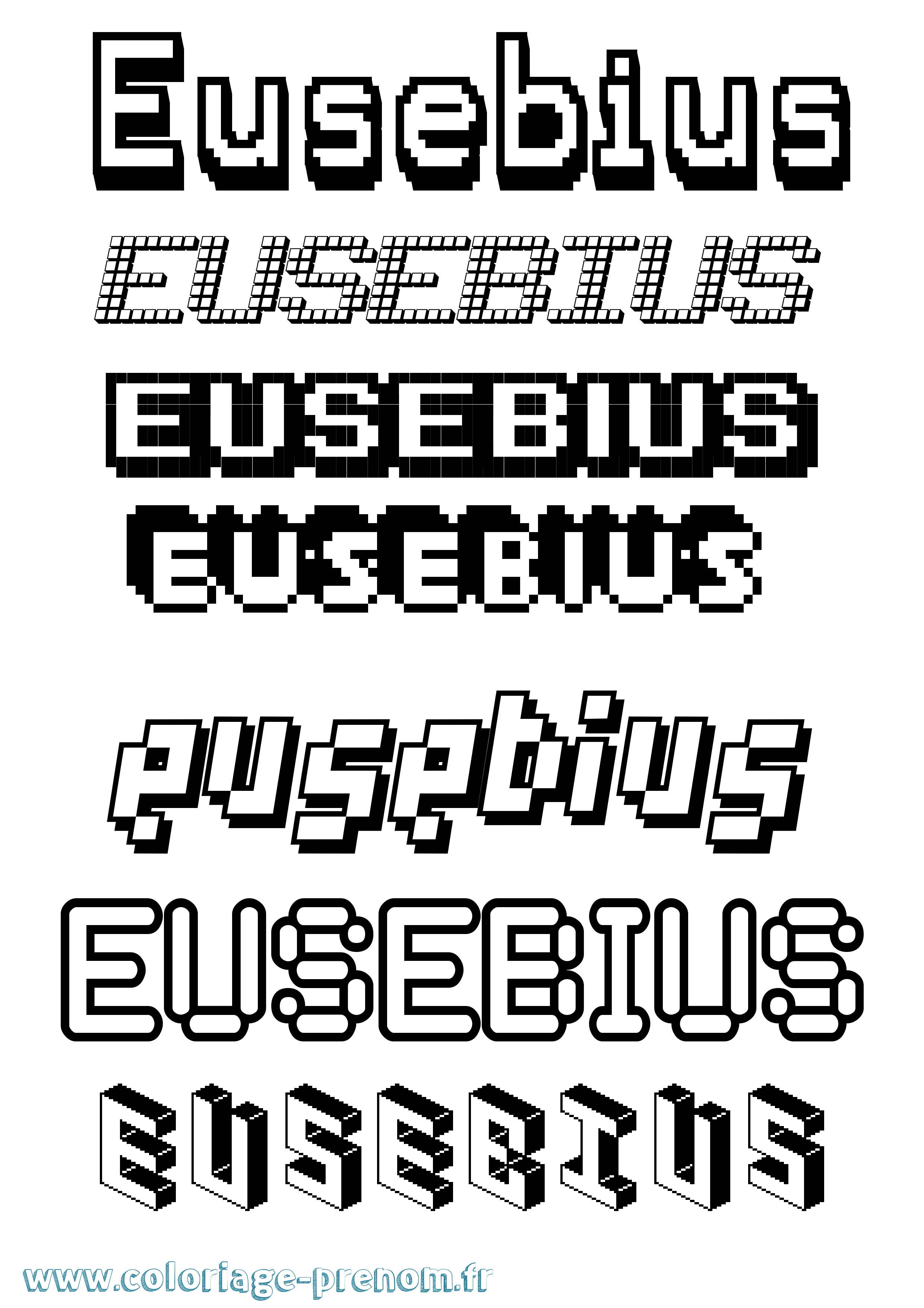 Coloriage prénom Eusebius Pixel
