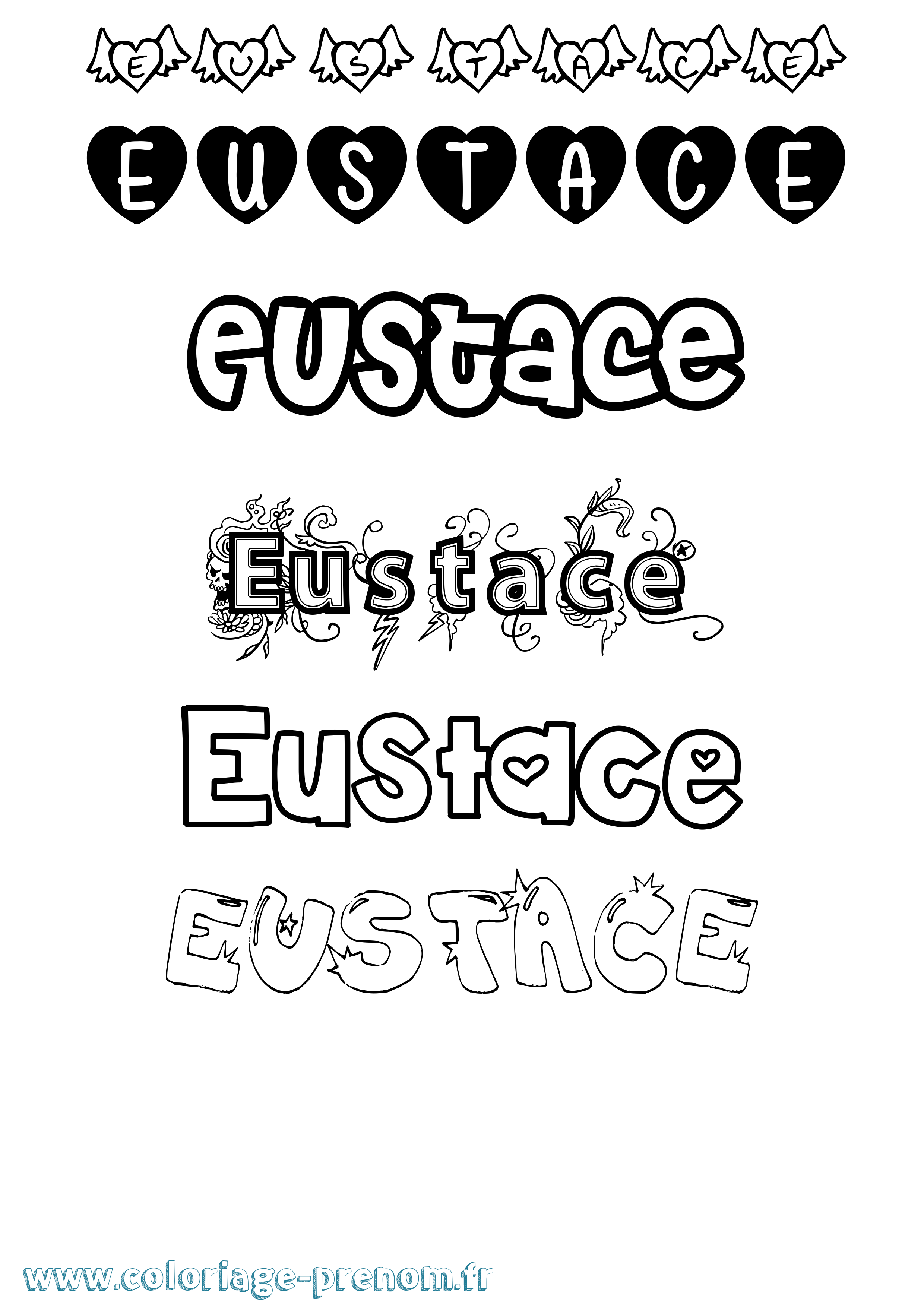 Coloriage prénom Eustace Girly