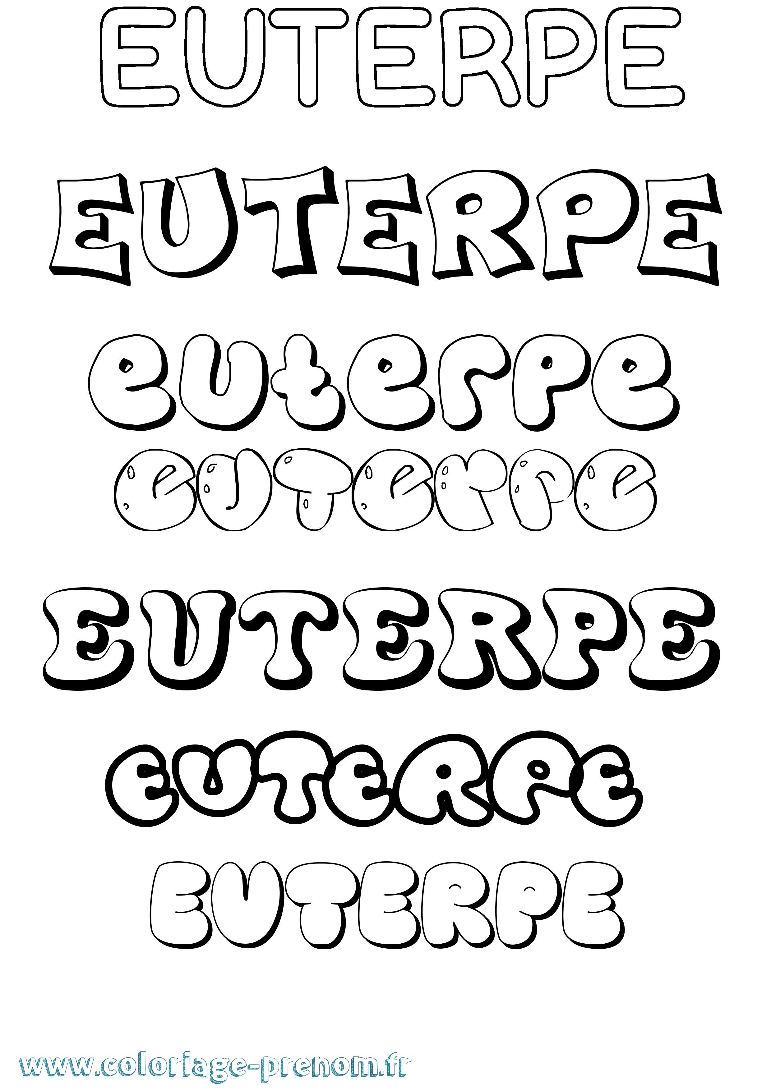 Coloriage prénom Euterpe Bubble