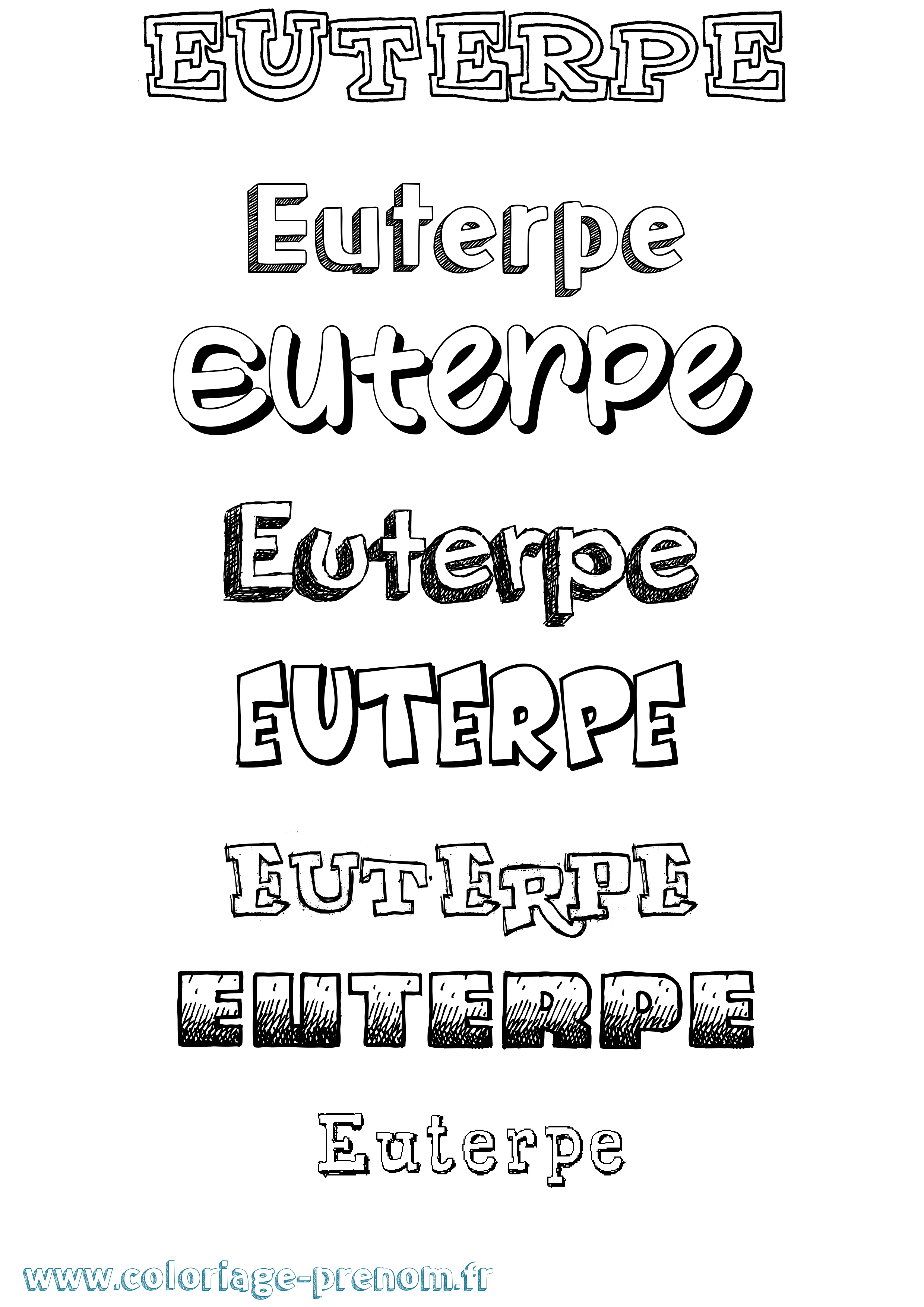 Coloriage prénom Euterpe Dessiné