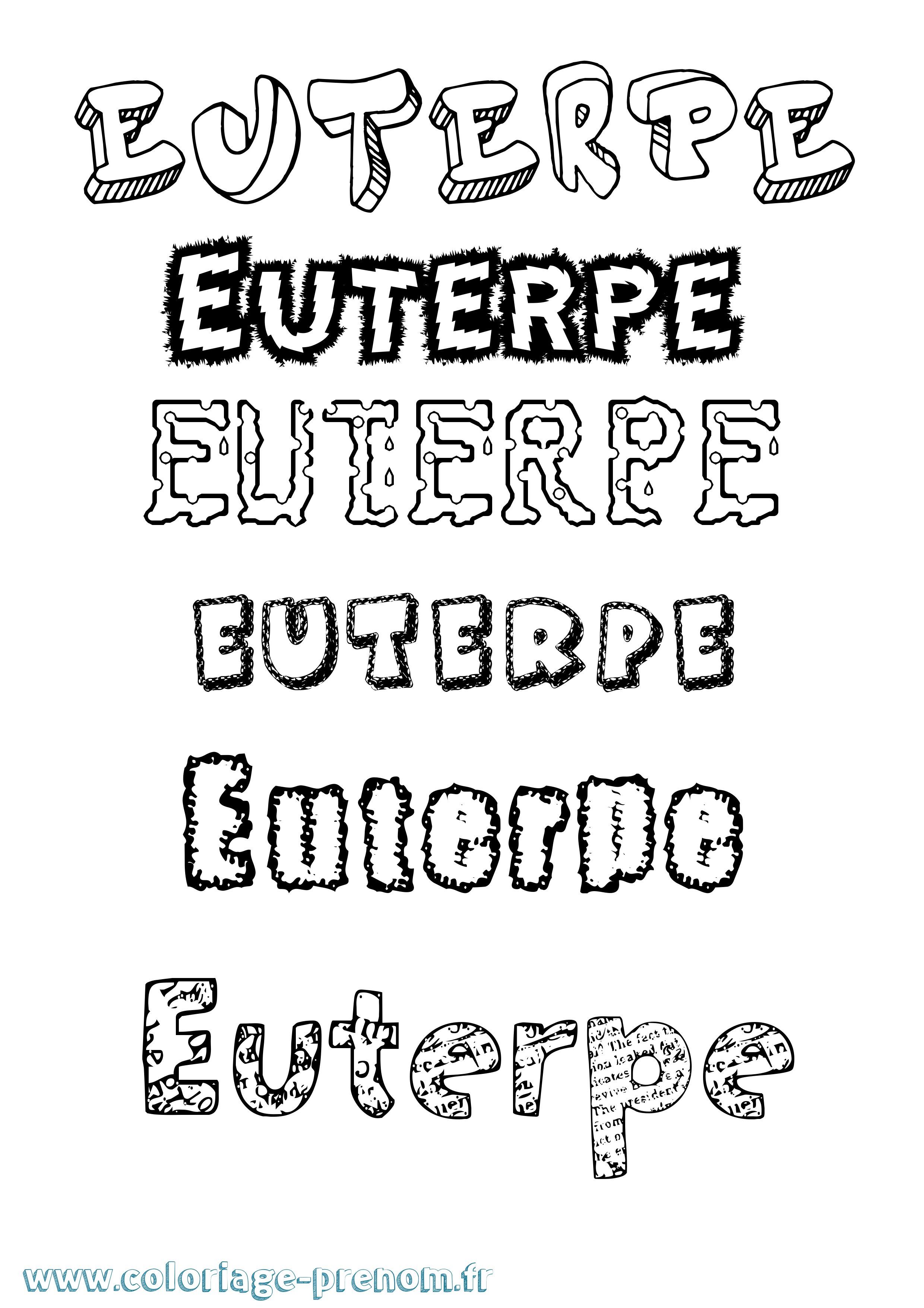 Coloriage prénom Euterpe Destructuré