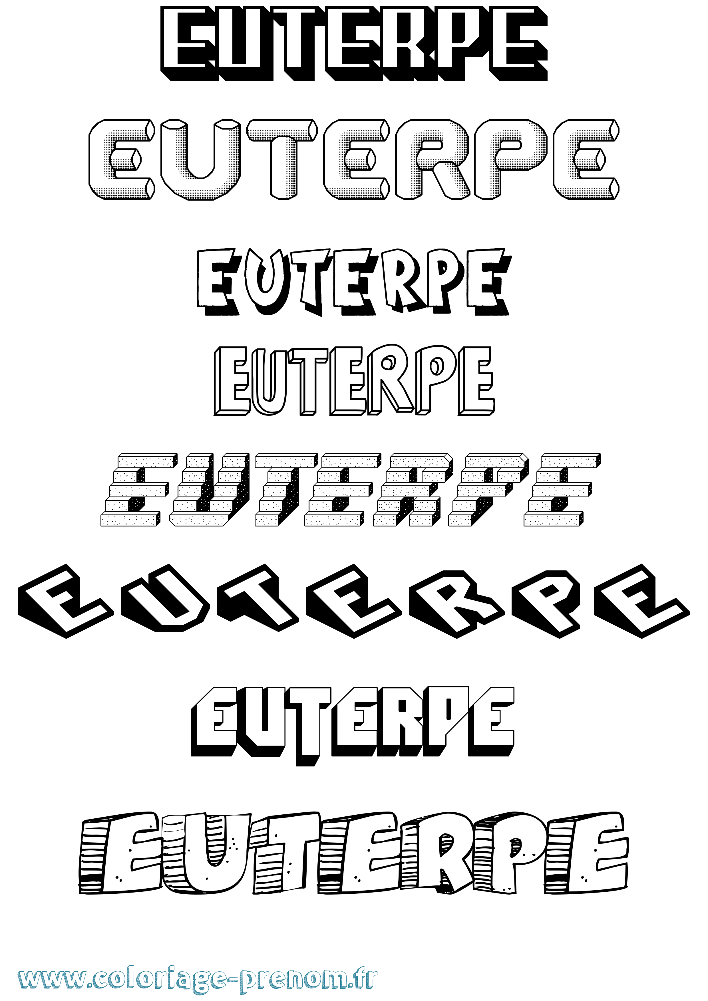 Coloriage prénom Euterpe Effet 3D
