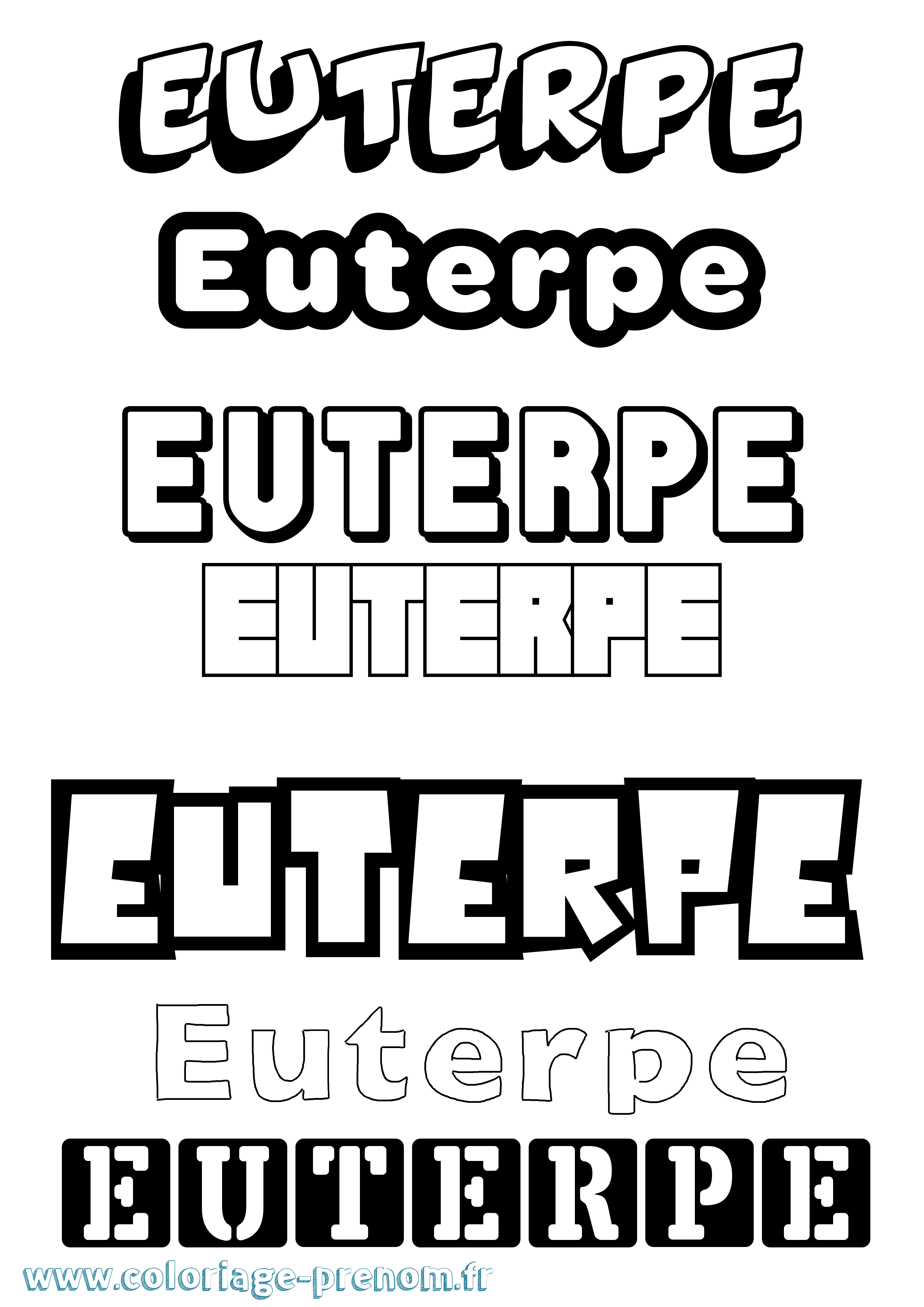 Coloriage prénom Euterpe Simple