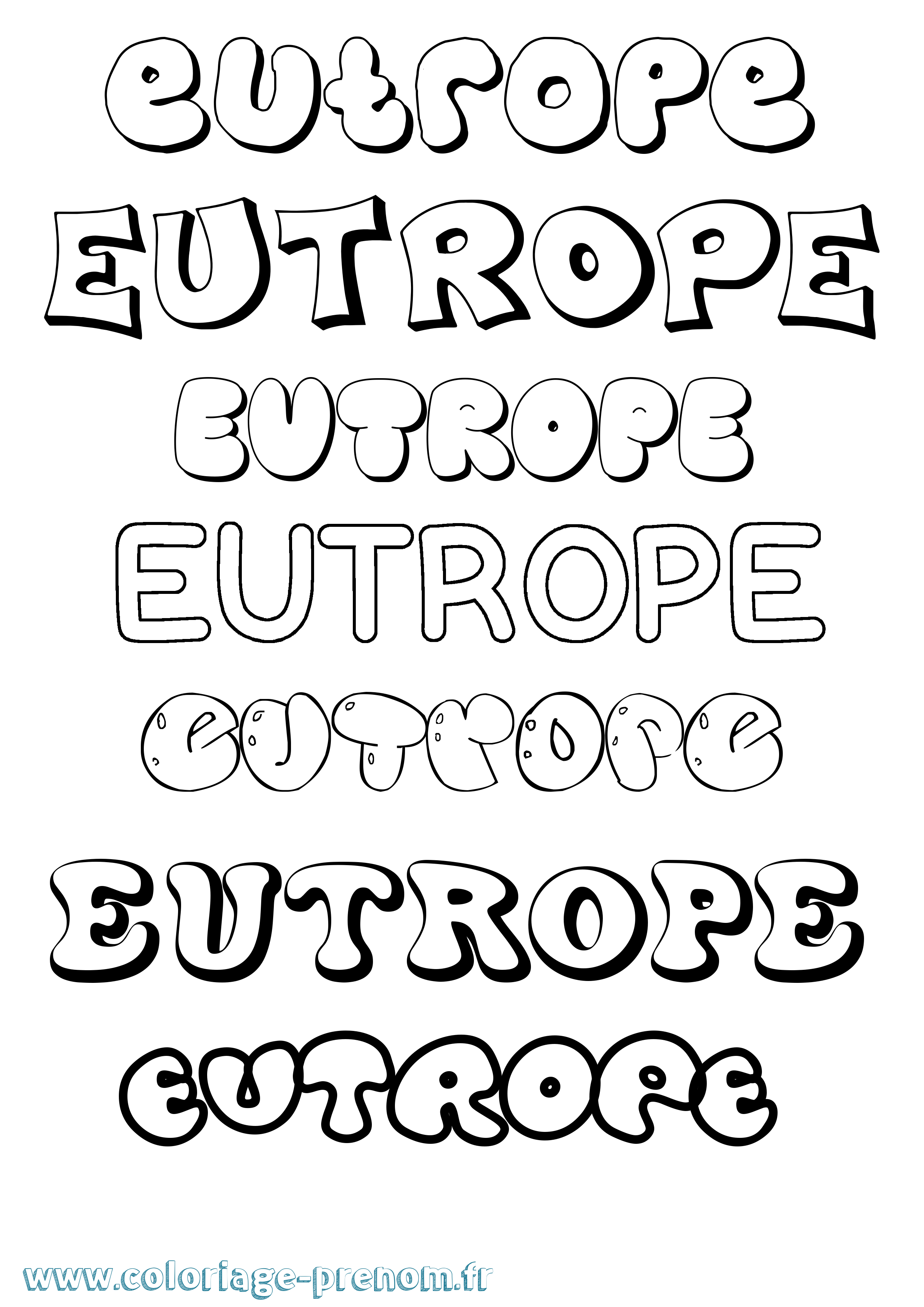 Coloriage prénom Eutrope Bubble