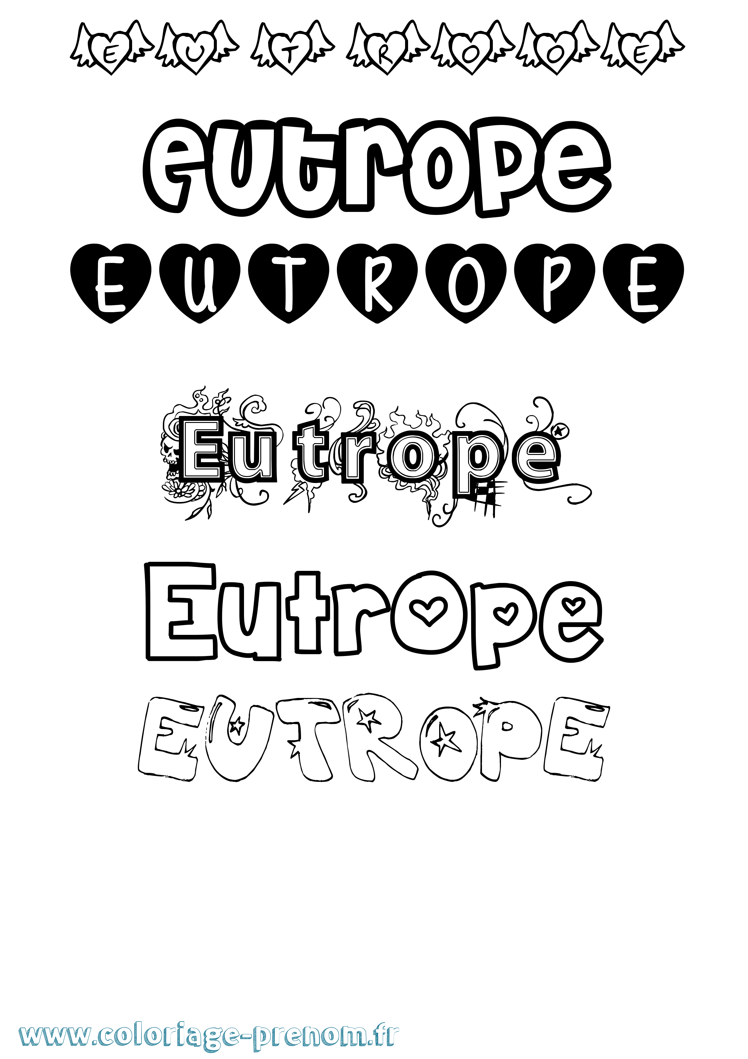 Coloriage prénom Eutrope Girly
