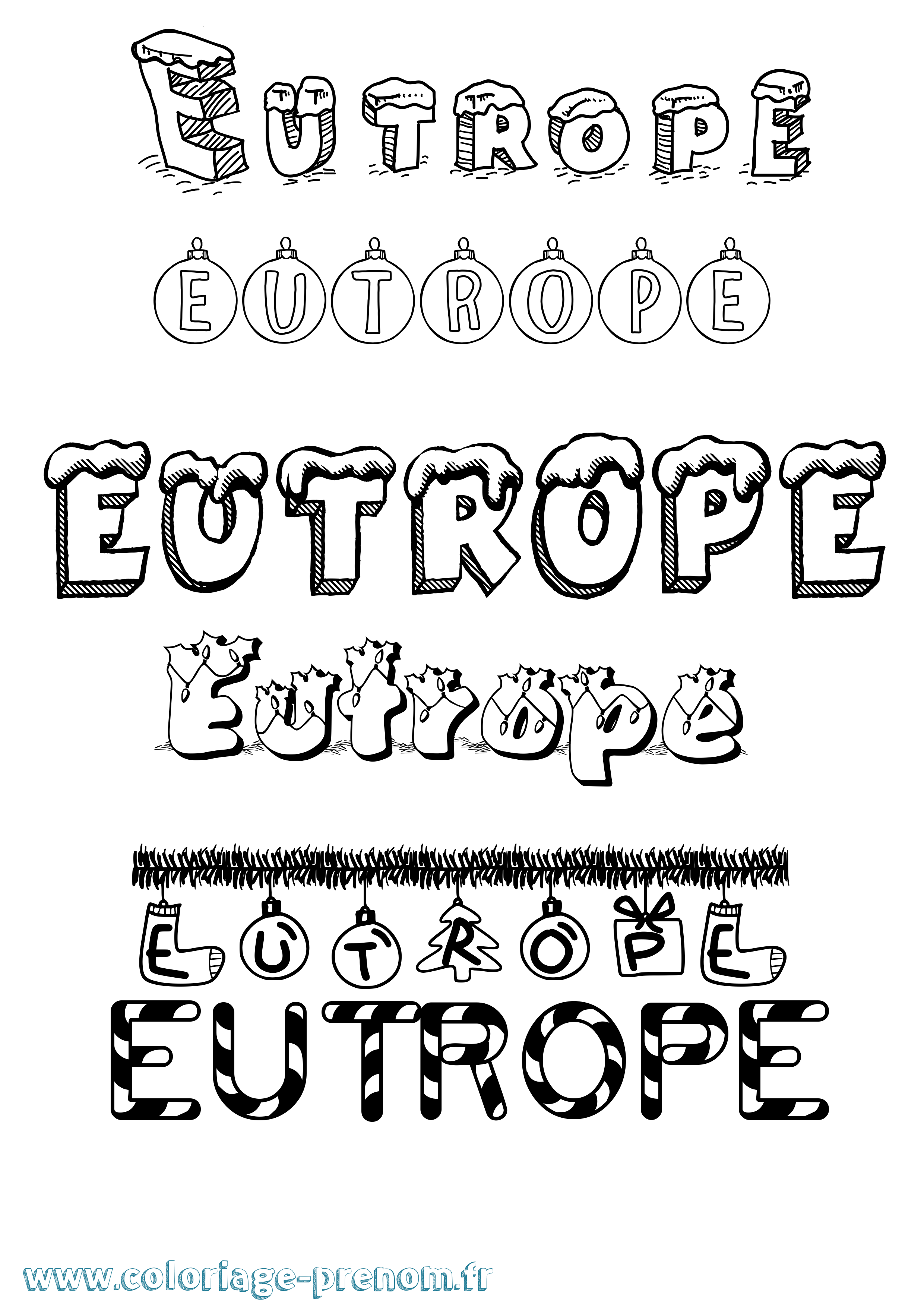 Coloriage prénom Eutrope Noël