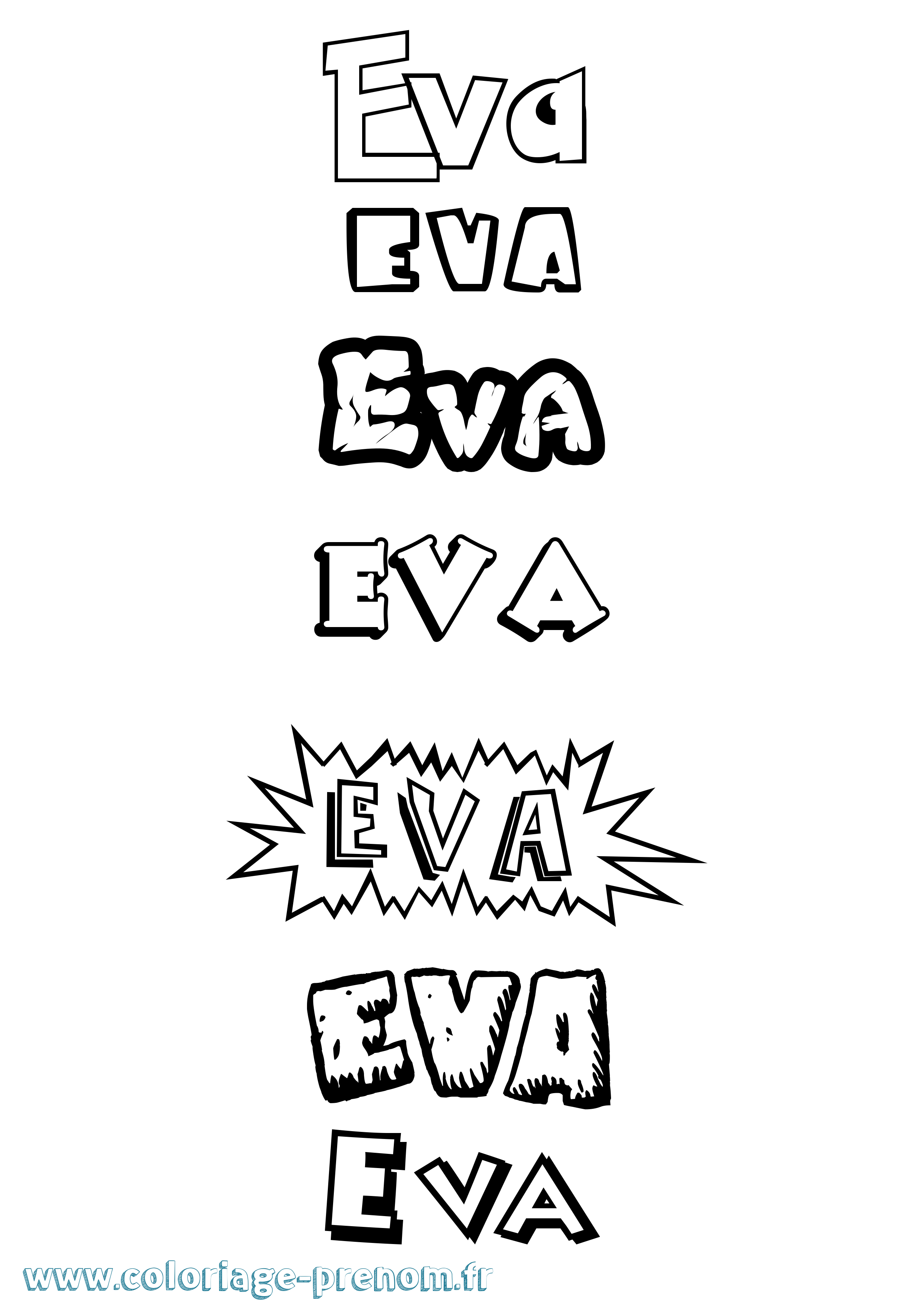 Coloriage Eva Dessin Animé Coloriage prénom Eva Dessin Animé