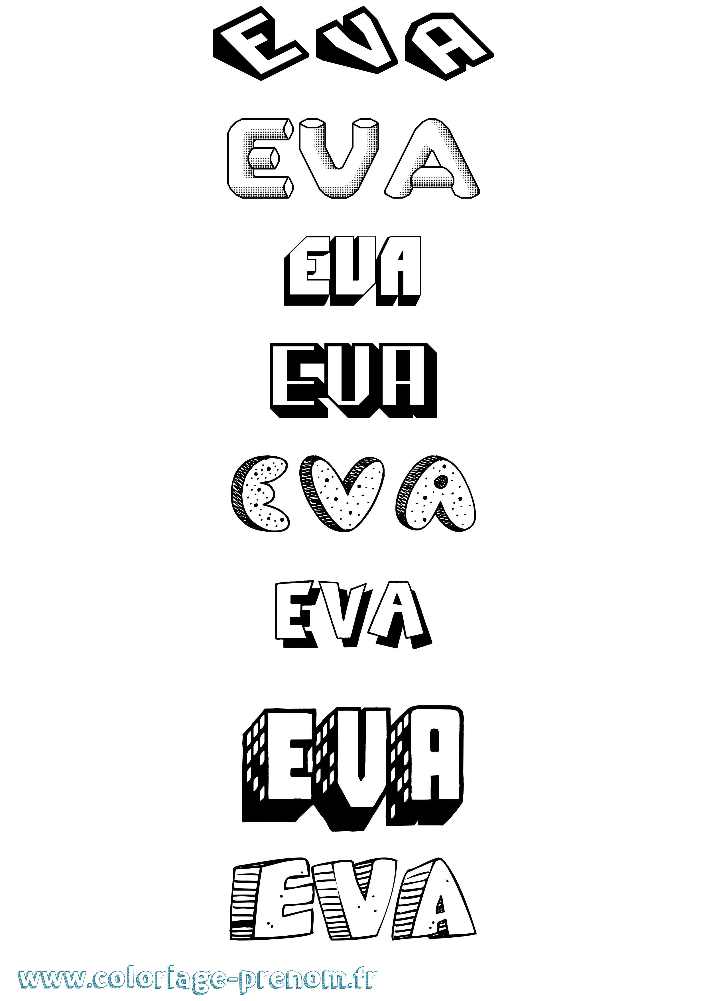 Coloriage Eva Effet 3D Coloriage prénom Eva Effet 3D