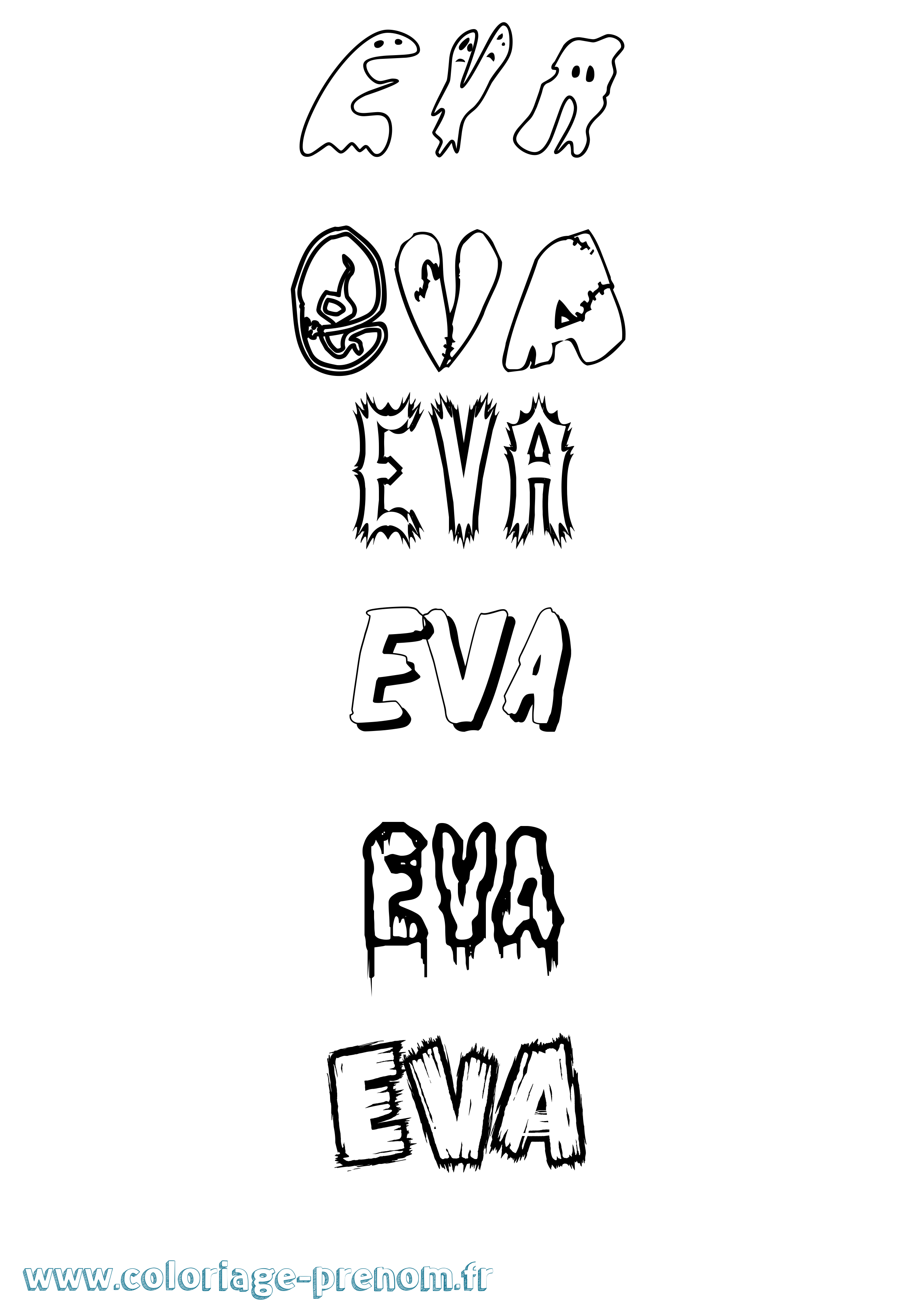 Coloriage prénom Eva Frisson
