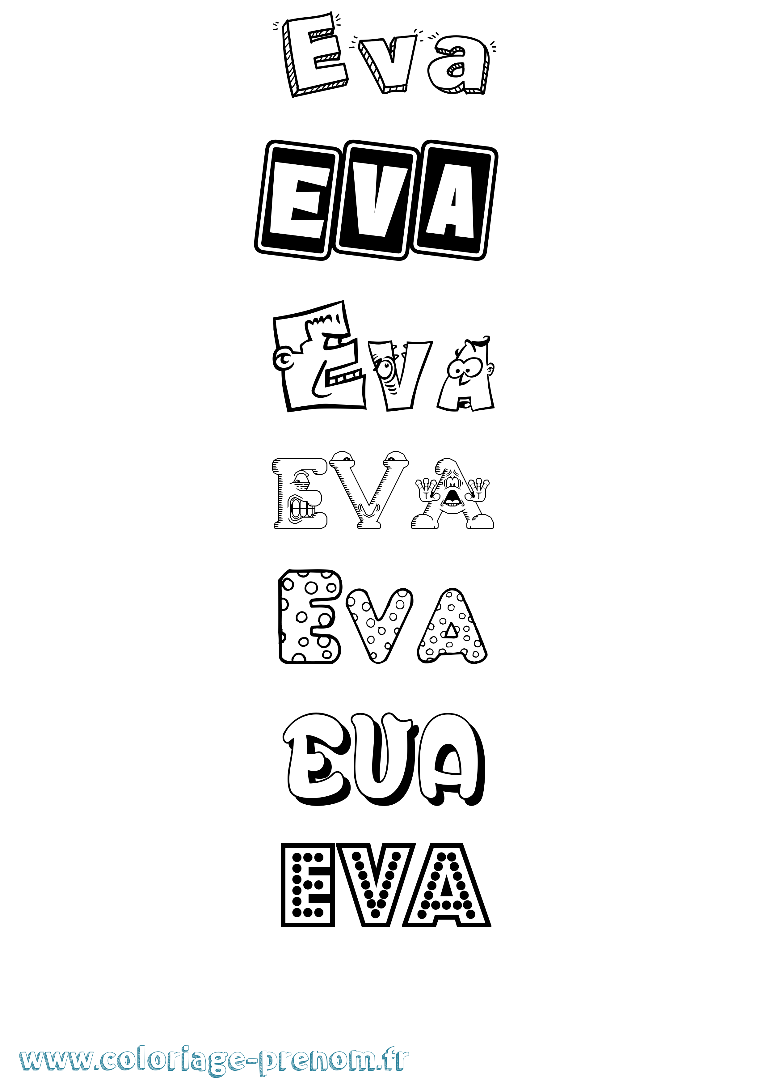 Coloriage prénom Eva Fun