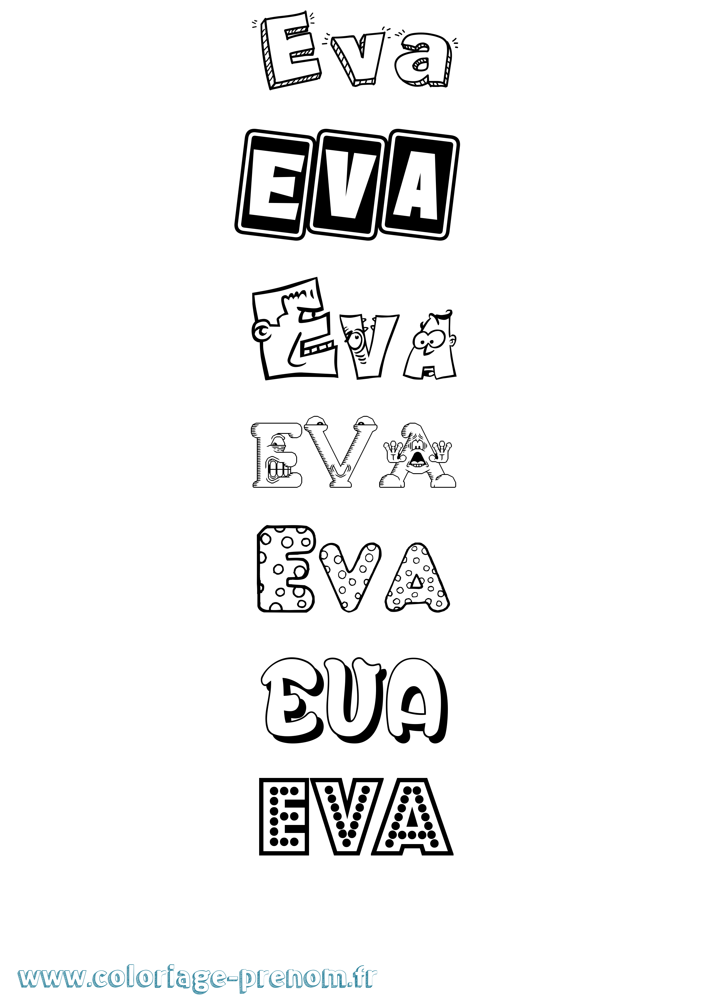 Coloriage Eva Fun Coloriage prénom Eva Fun