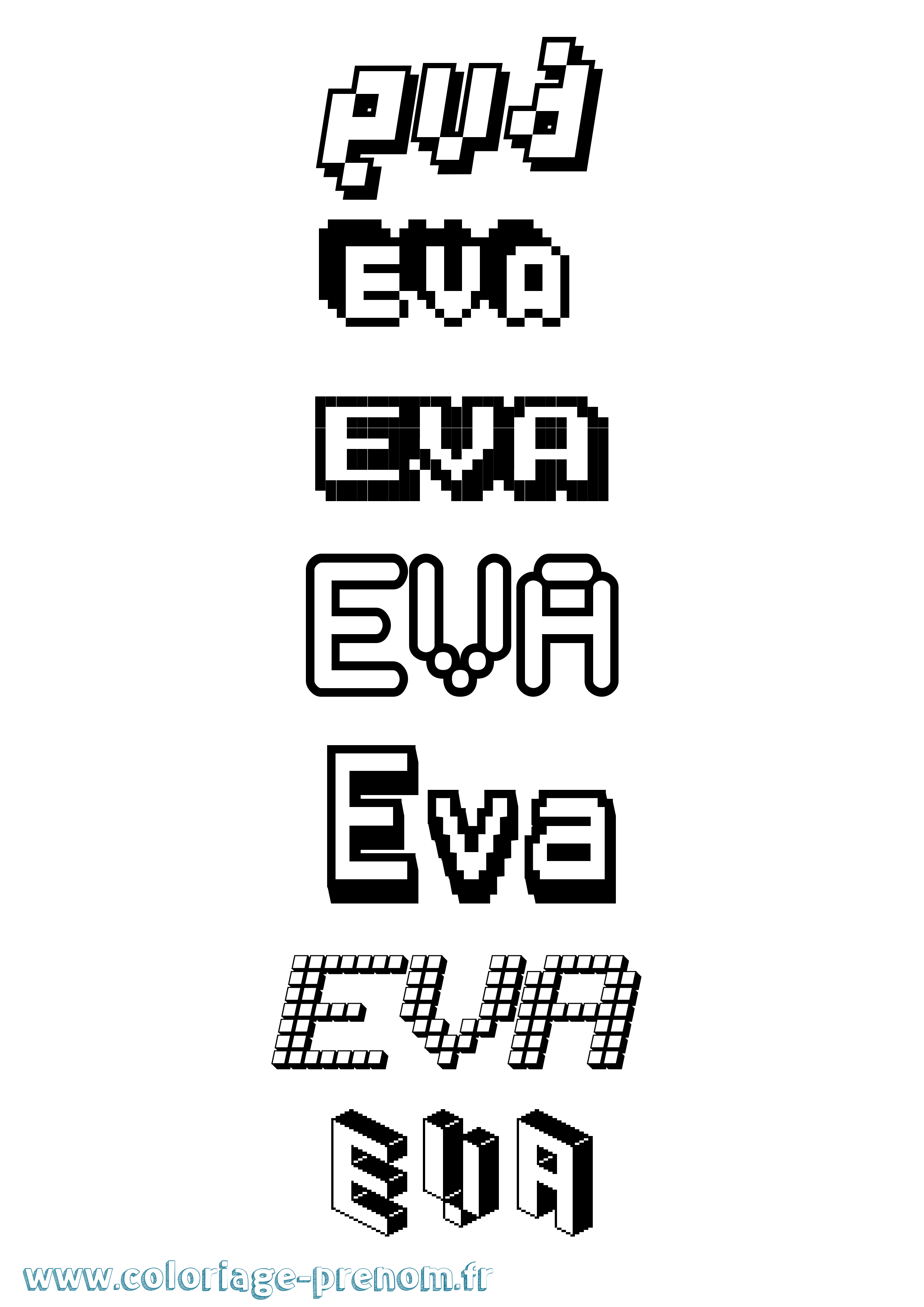 Coloriage Eva Pixel Coloriage prénom Eva Pixel