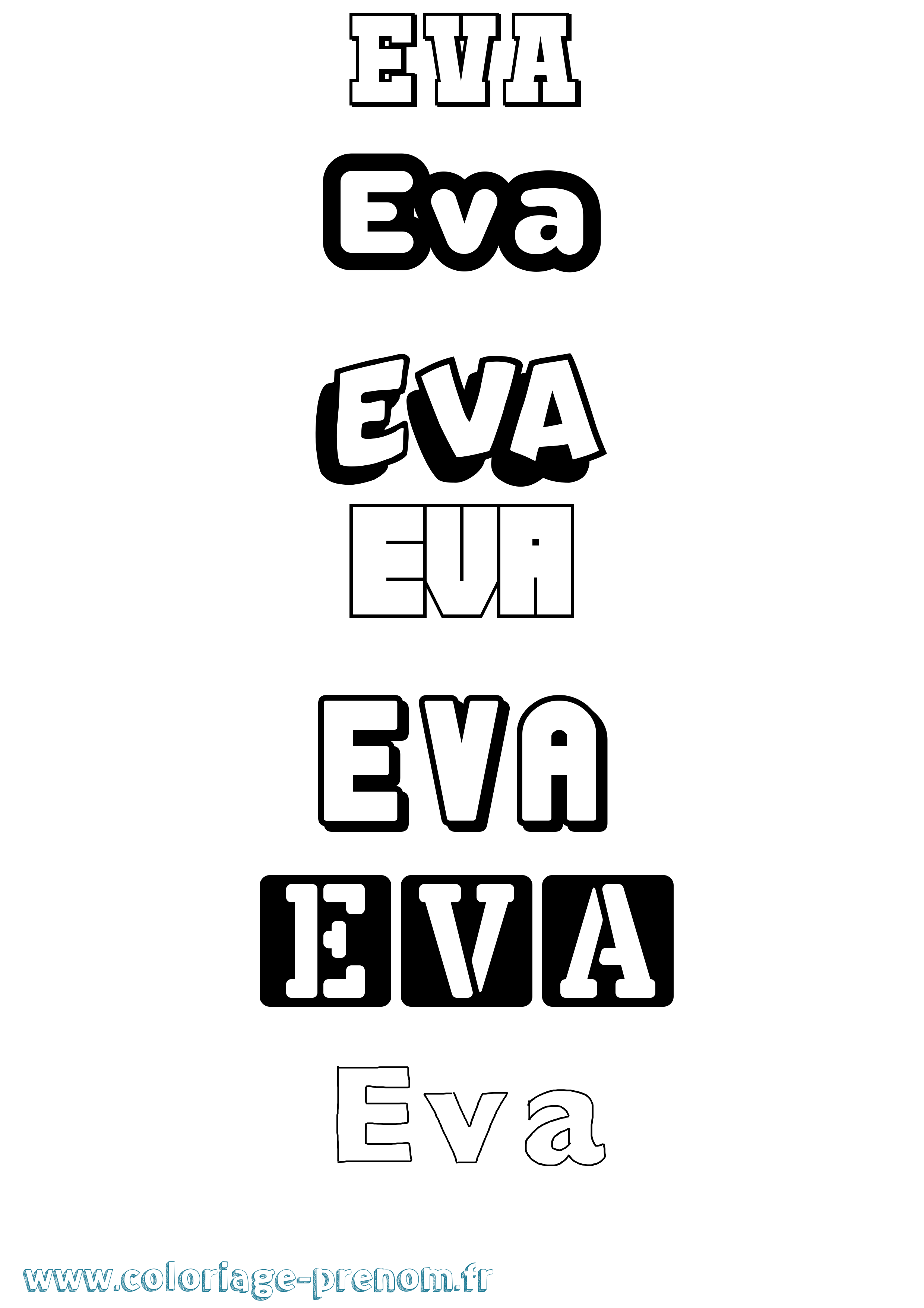 Coloriage prénom Eva Simple