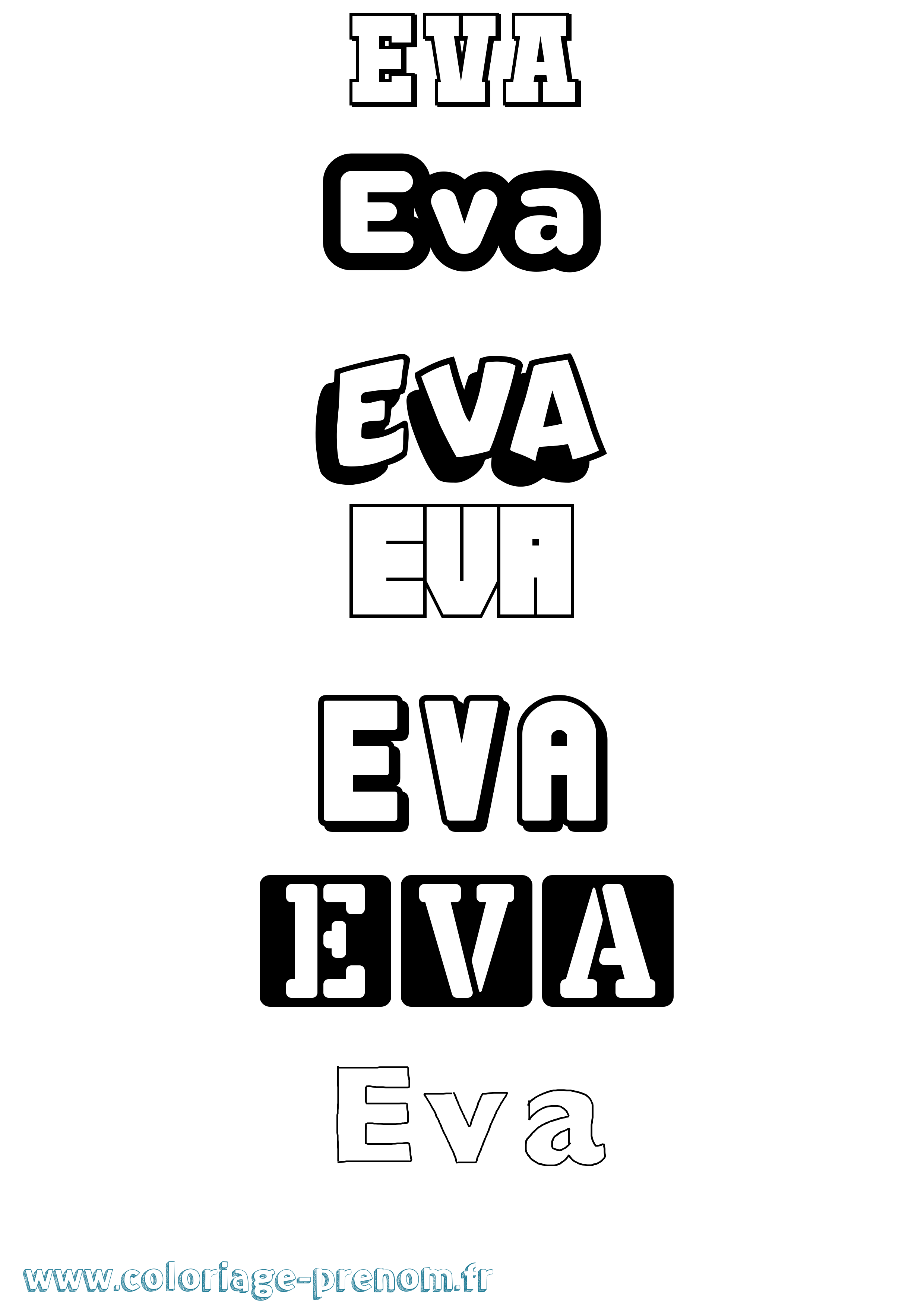 Coloriage Eva Simple Coloriage prénom Eva Simple