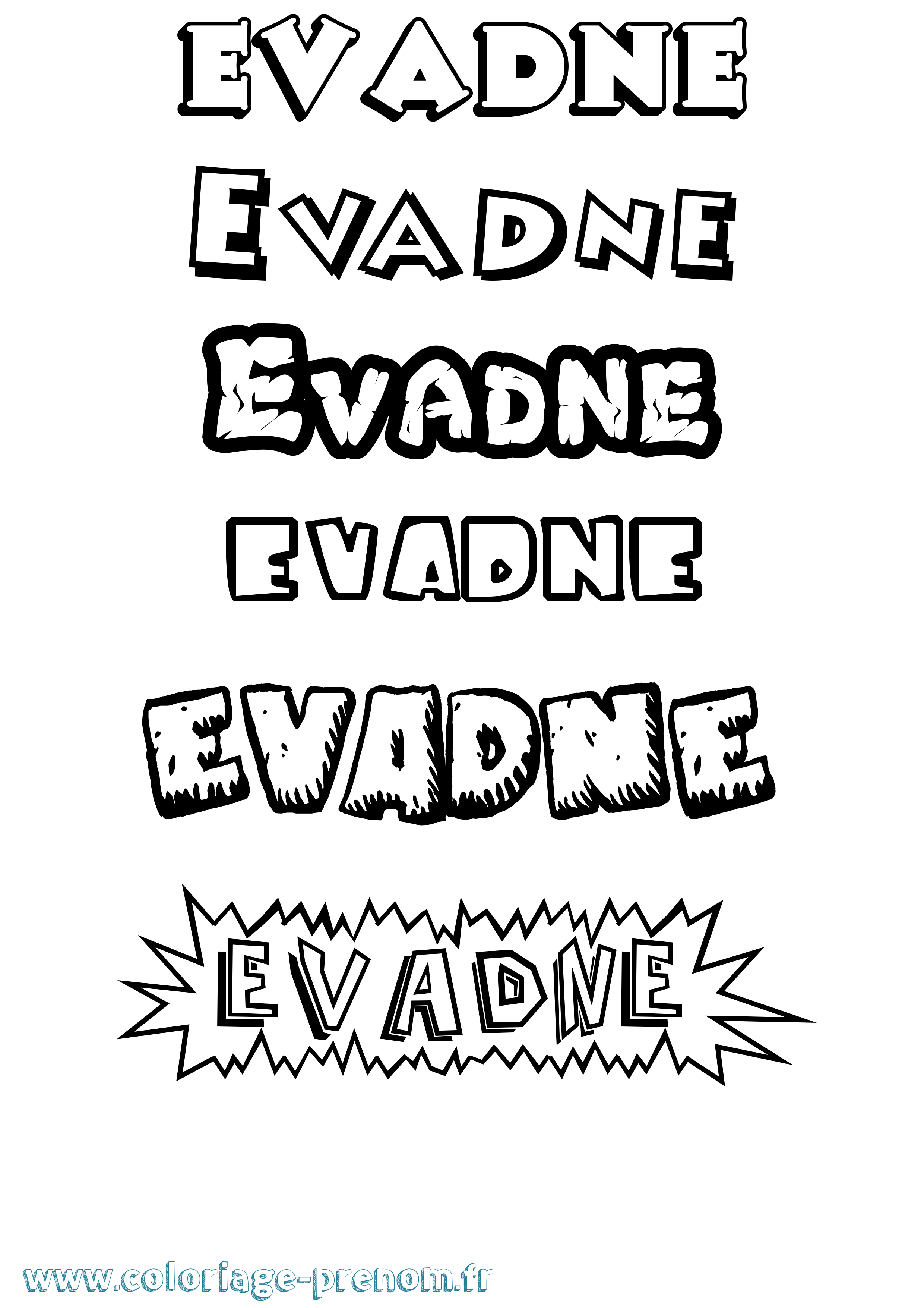 Coloriage prénom Evadne Dessin Animé