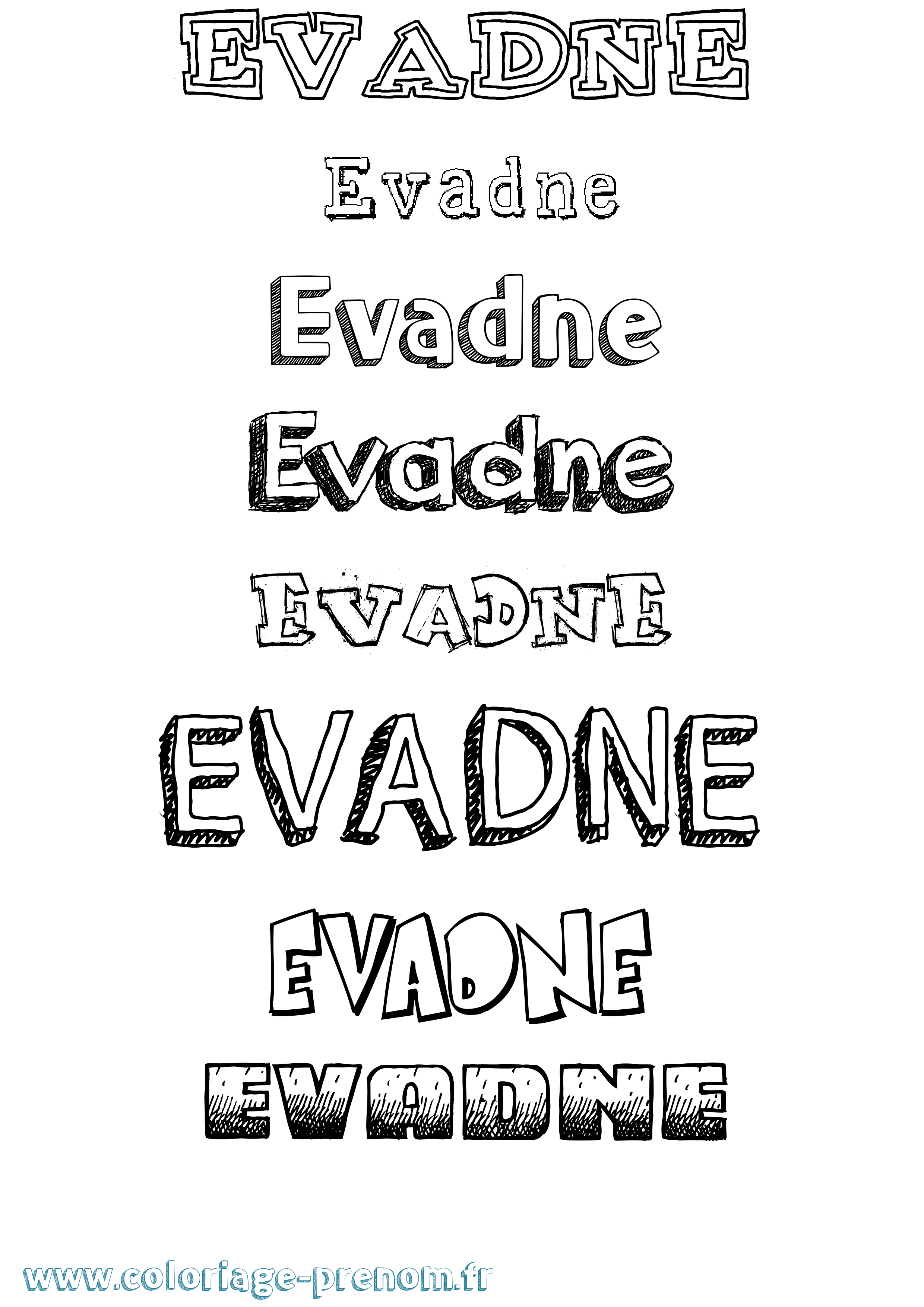 Coloriage prénom Evadne Dessiné