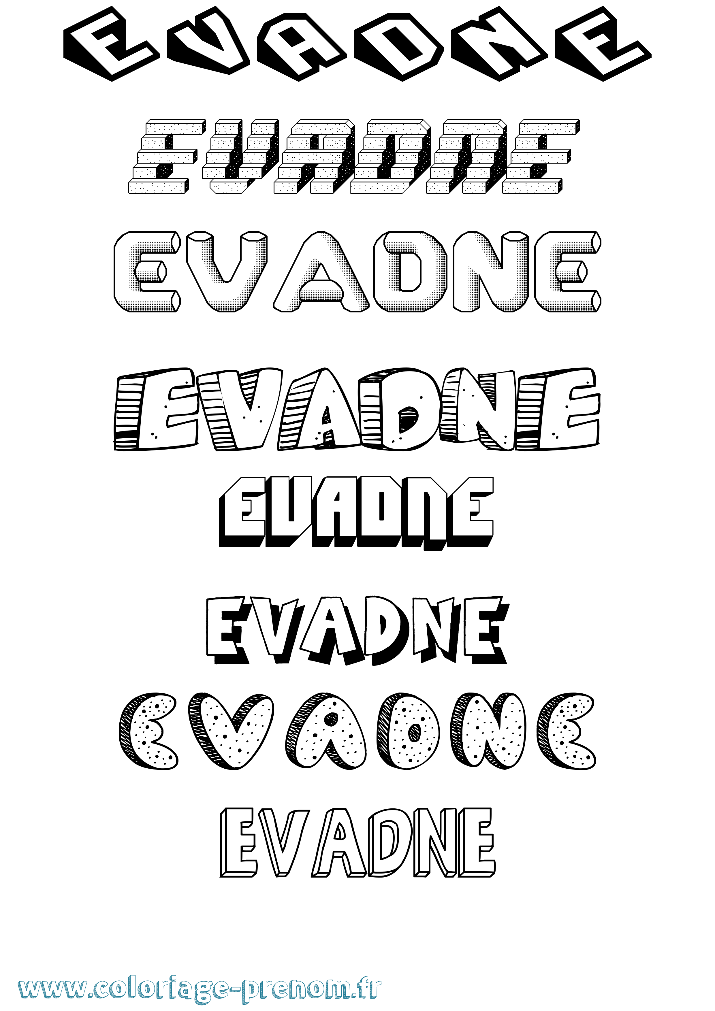 Coloriage prénom Evadne Effet 3D