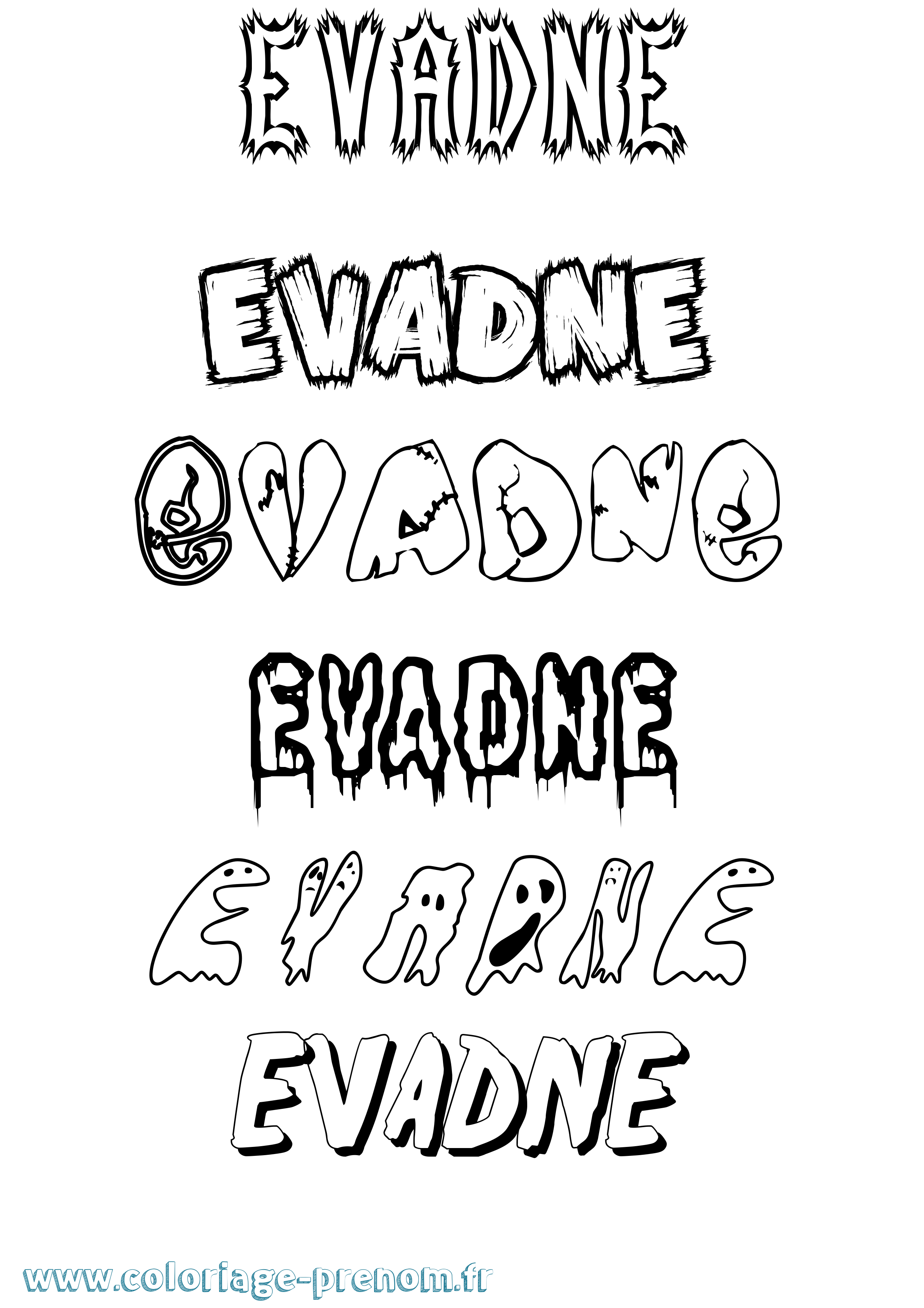 Coloriage prénom Evadne Frisson