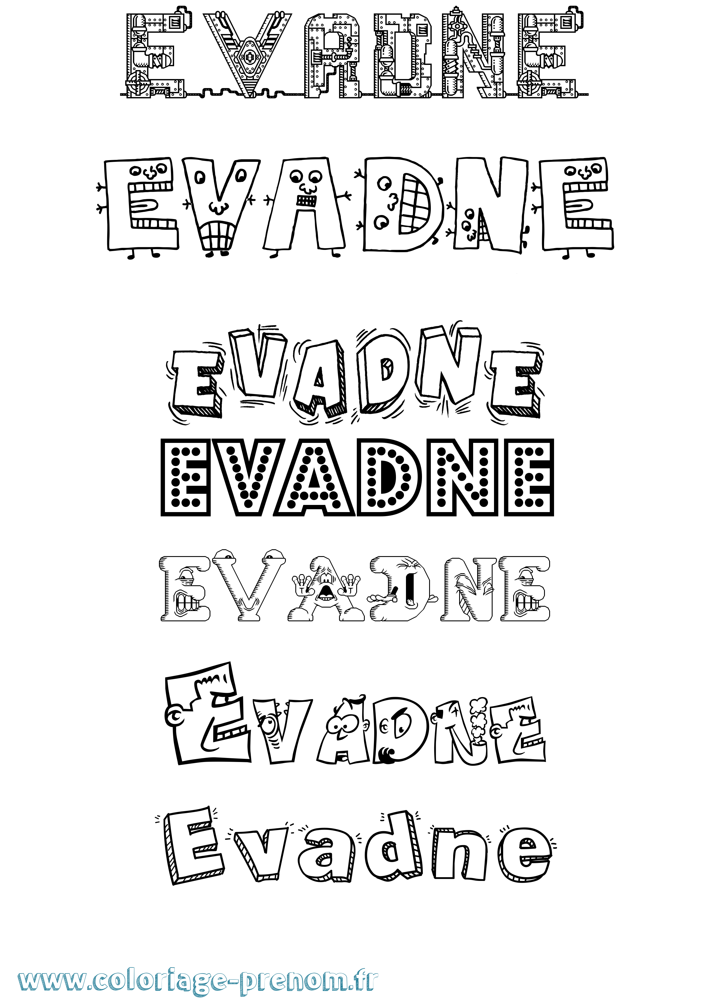 Coloriage prénom Evadne Fun