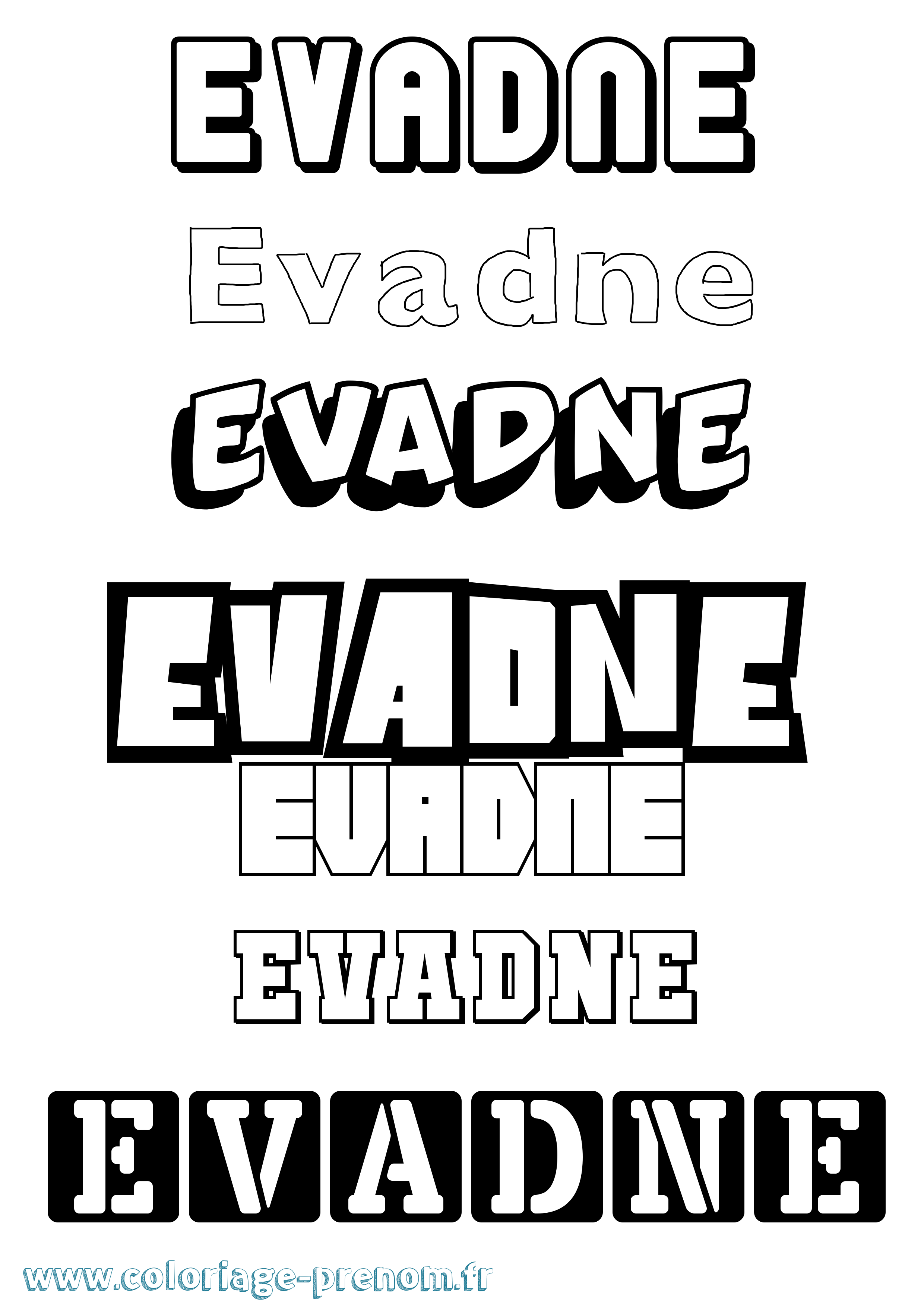 Coloriage prénom Evadne Simple