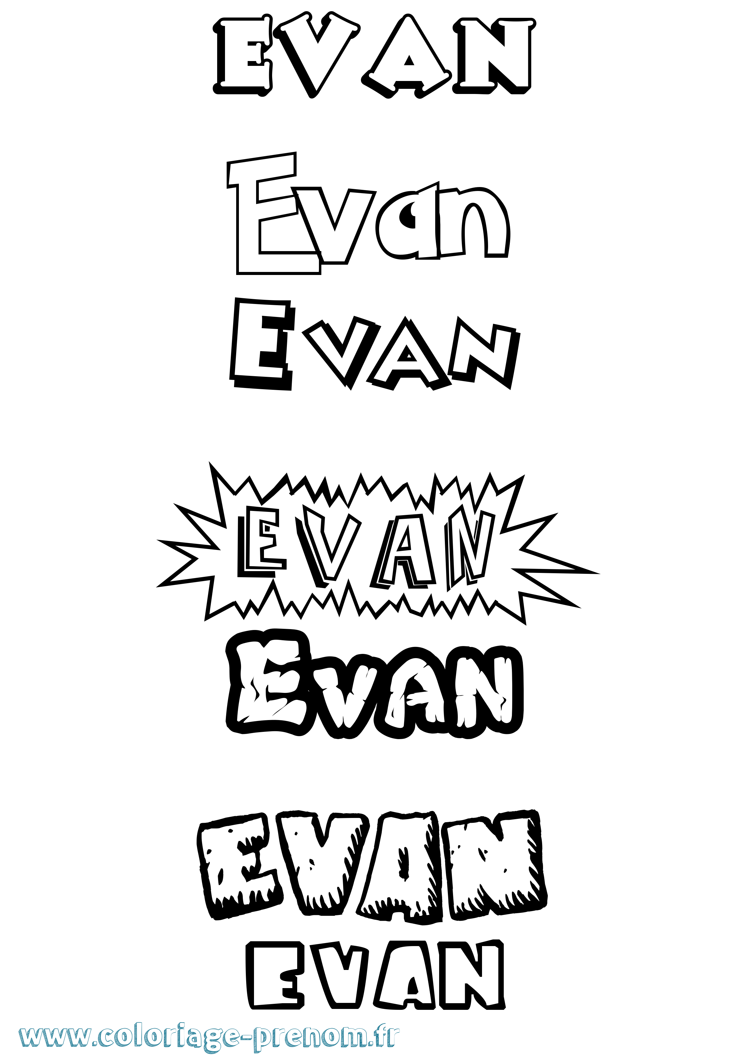 Coloriage prénom Evan Dessin Animé