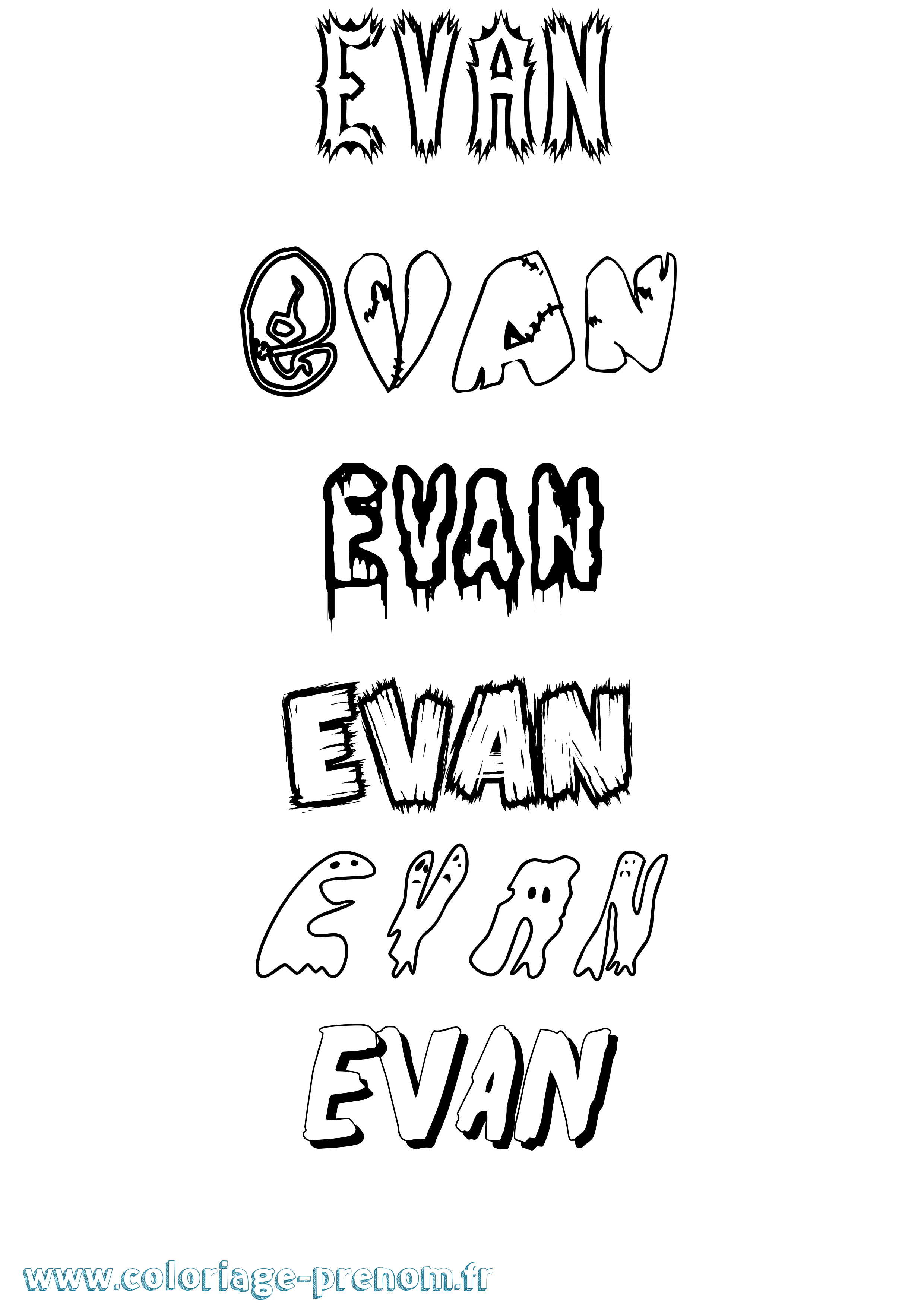 Coloriage prénom Evan Frisson