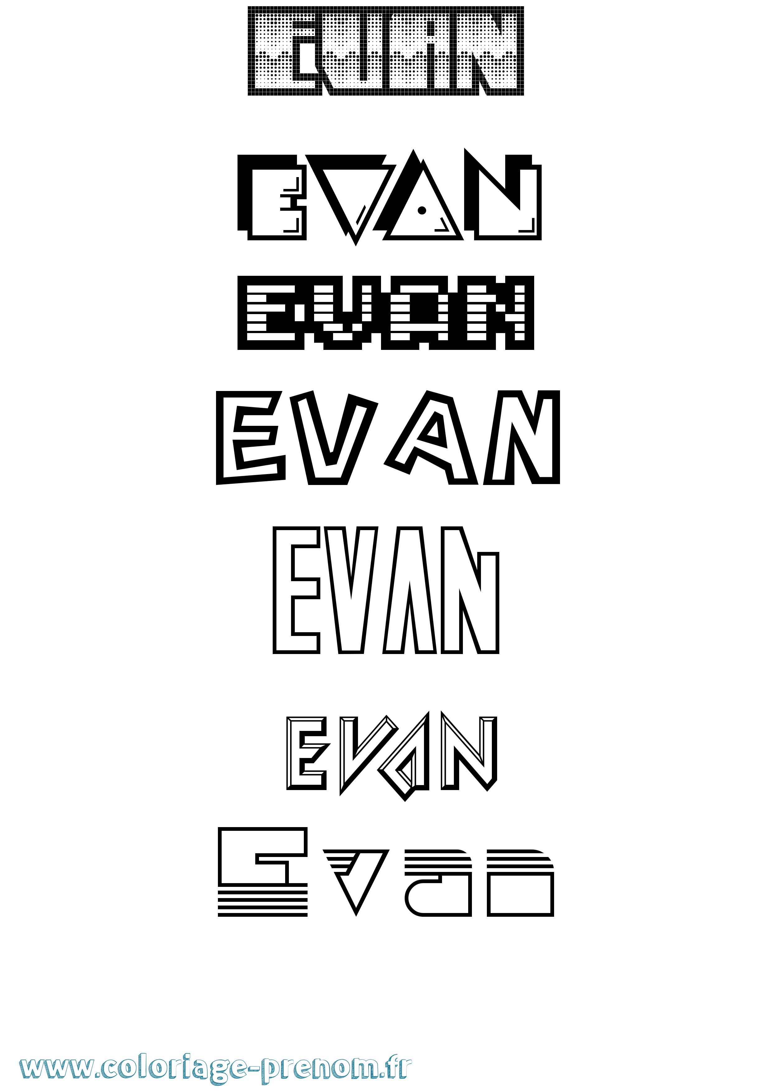 Coloriage prénom Evan Jeux Vidéos