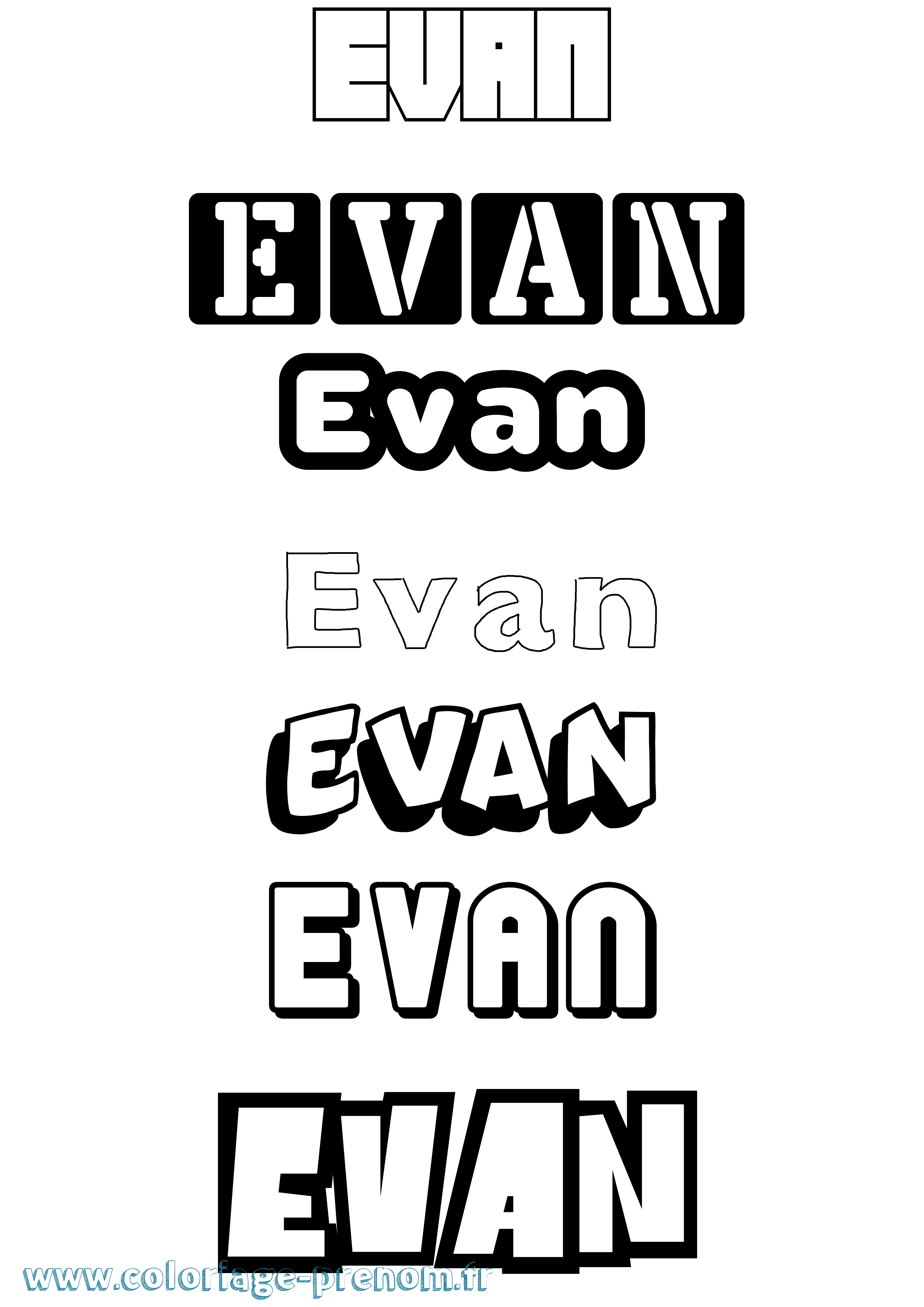 Coloriage prénom Evan Simple