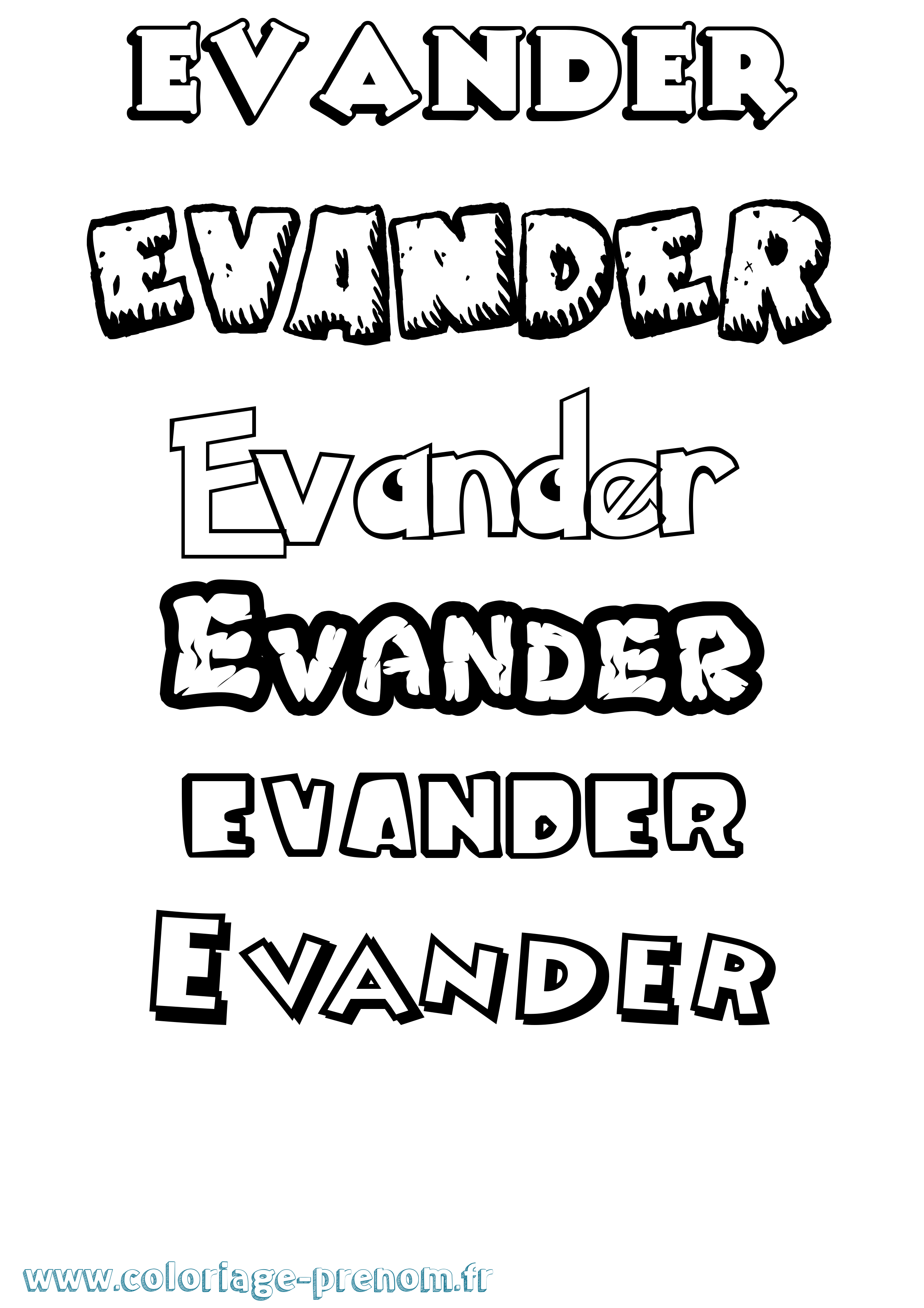 Coloriage prénom Evander Dessin Animé