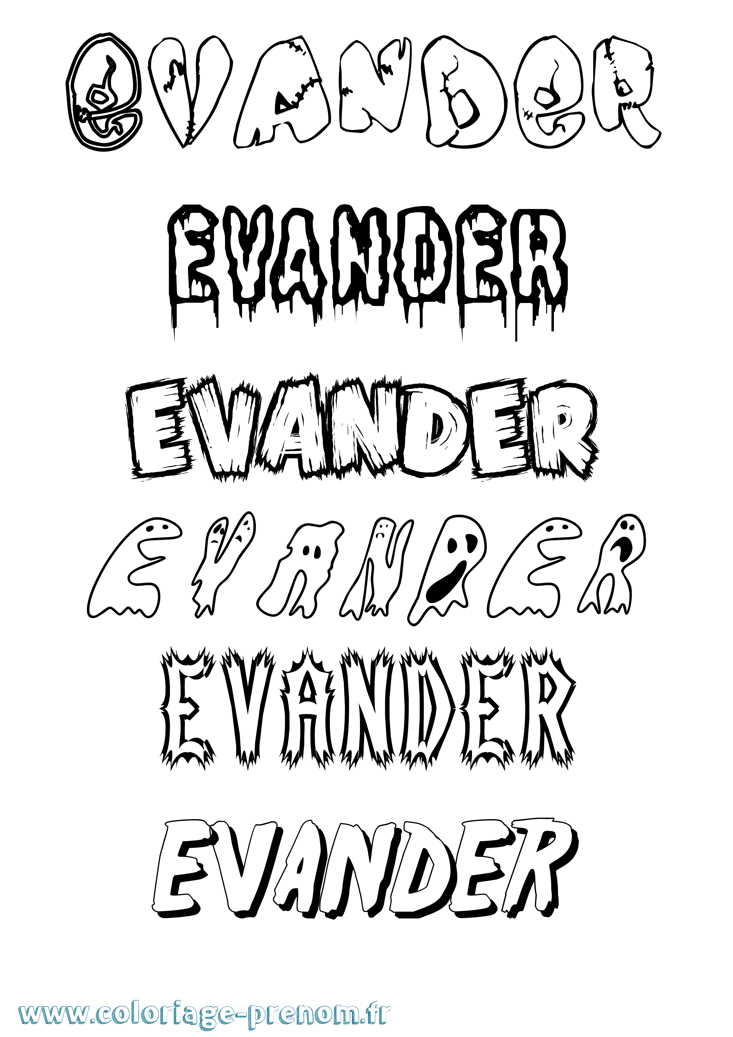 Coloriage prénom Evander Frisson