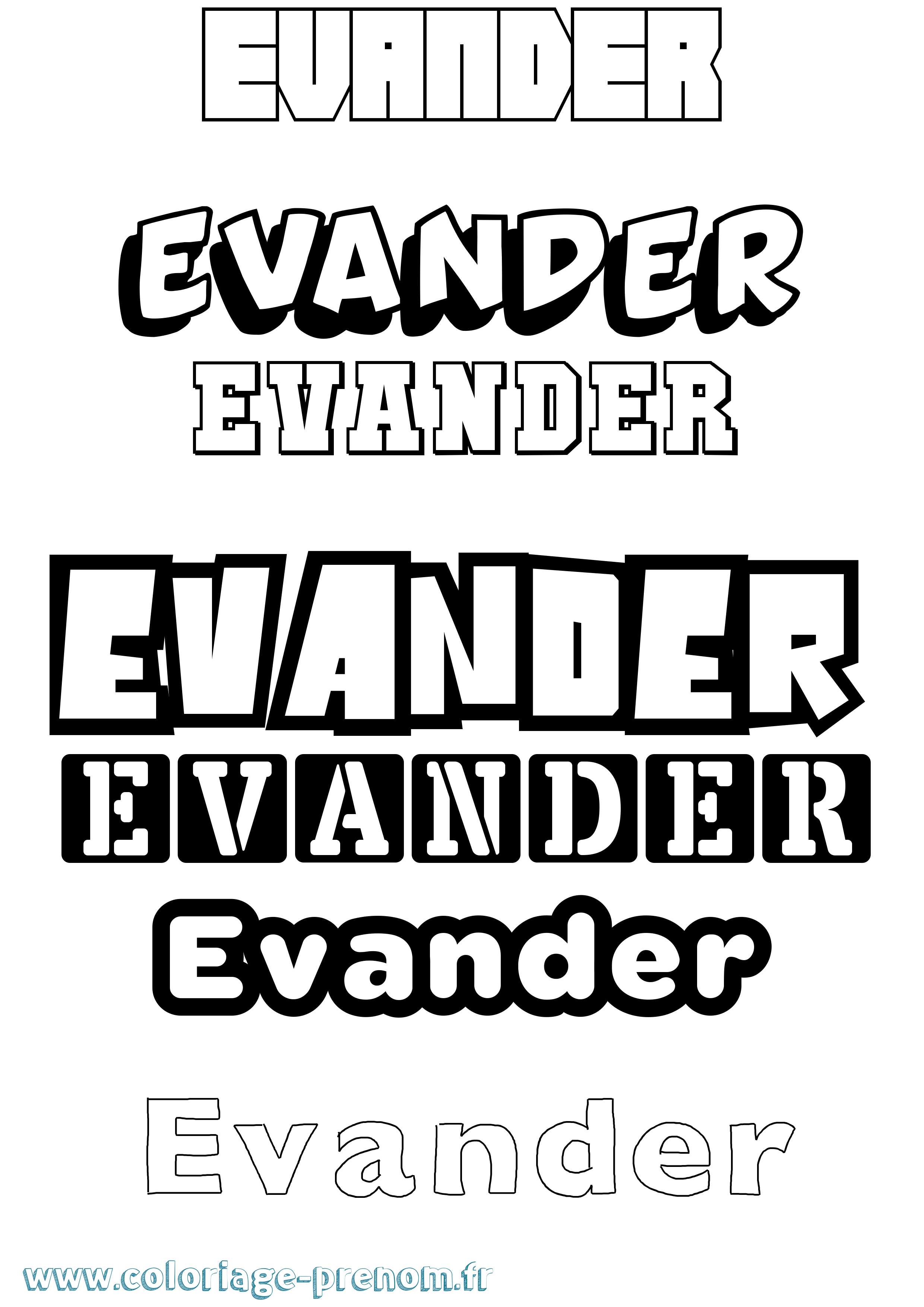 Coloriage prénom Evander Simple