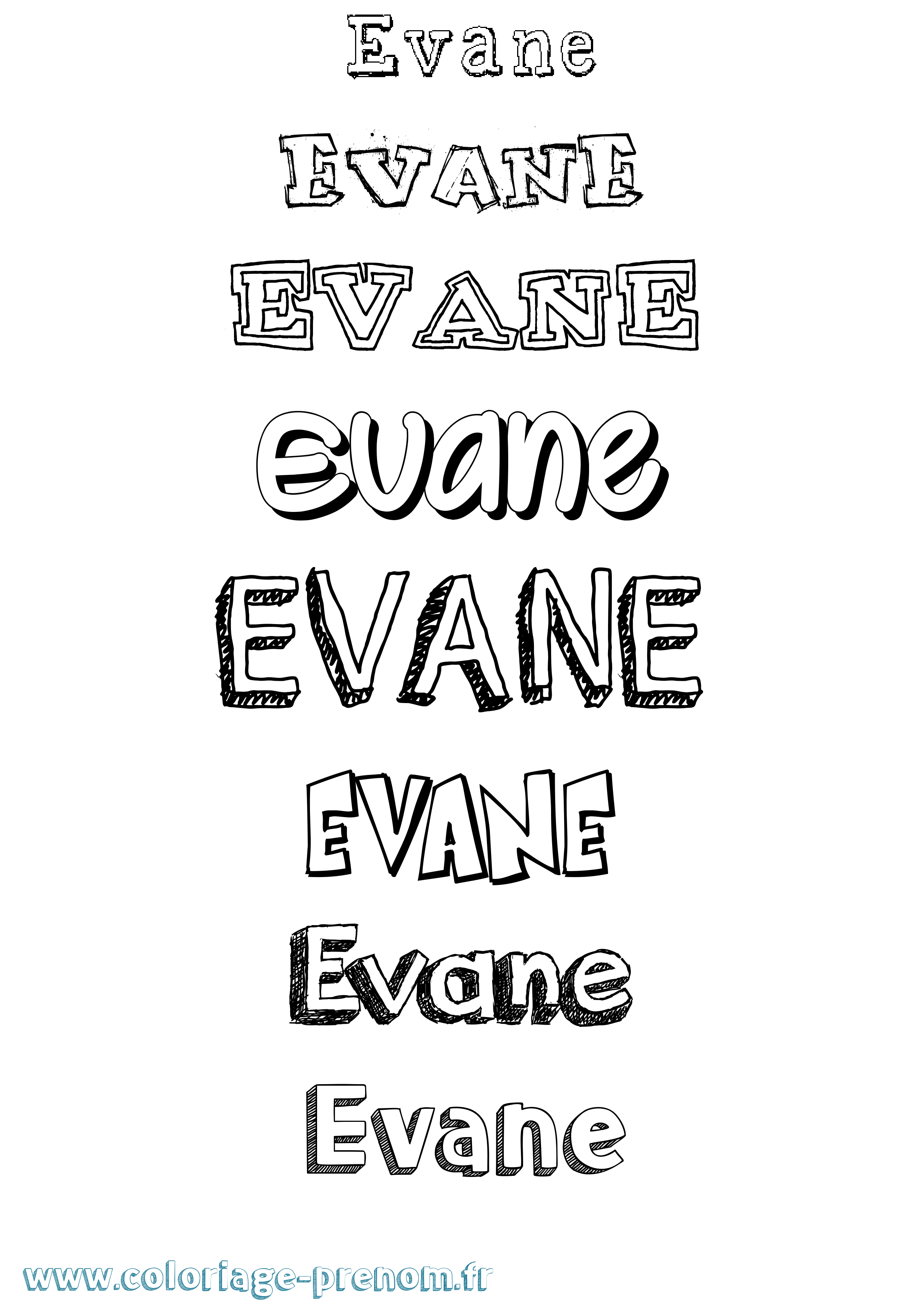 Coloriage prénom Evane Dessiné