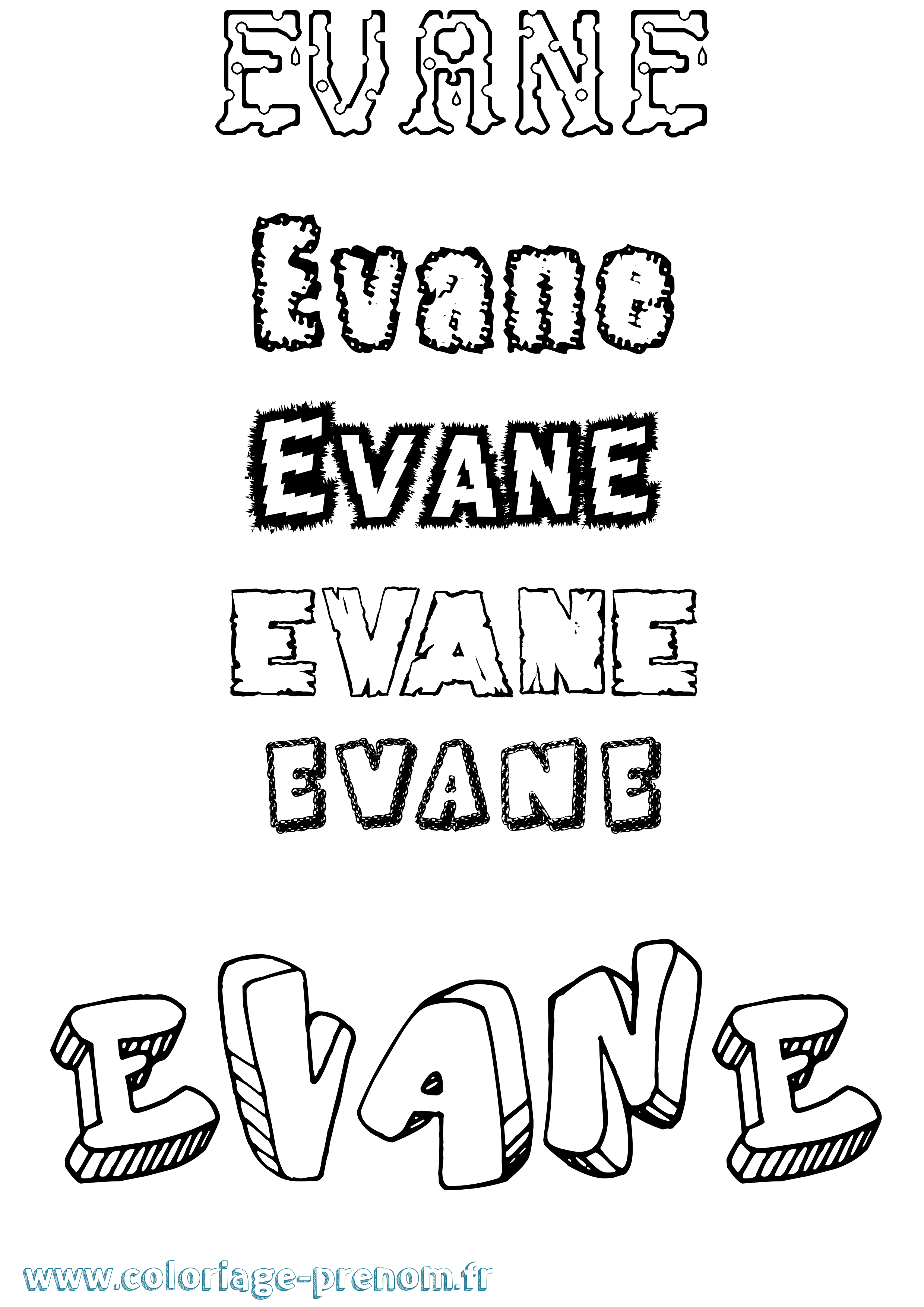 Coloriage prénom Evane Destructuré
