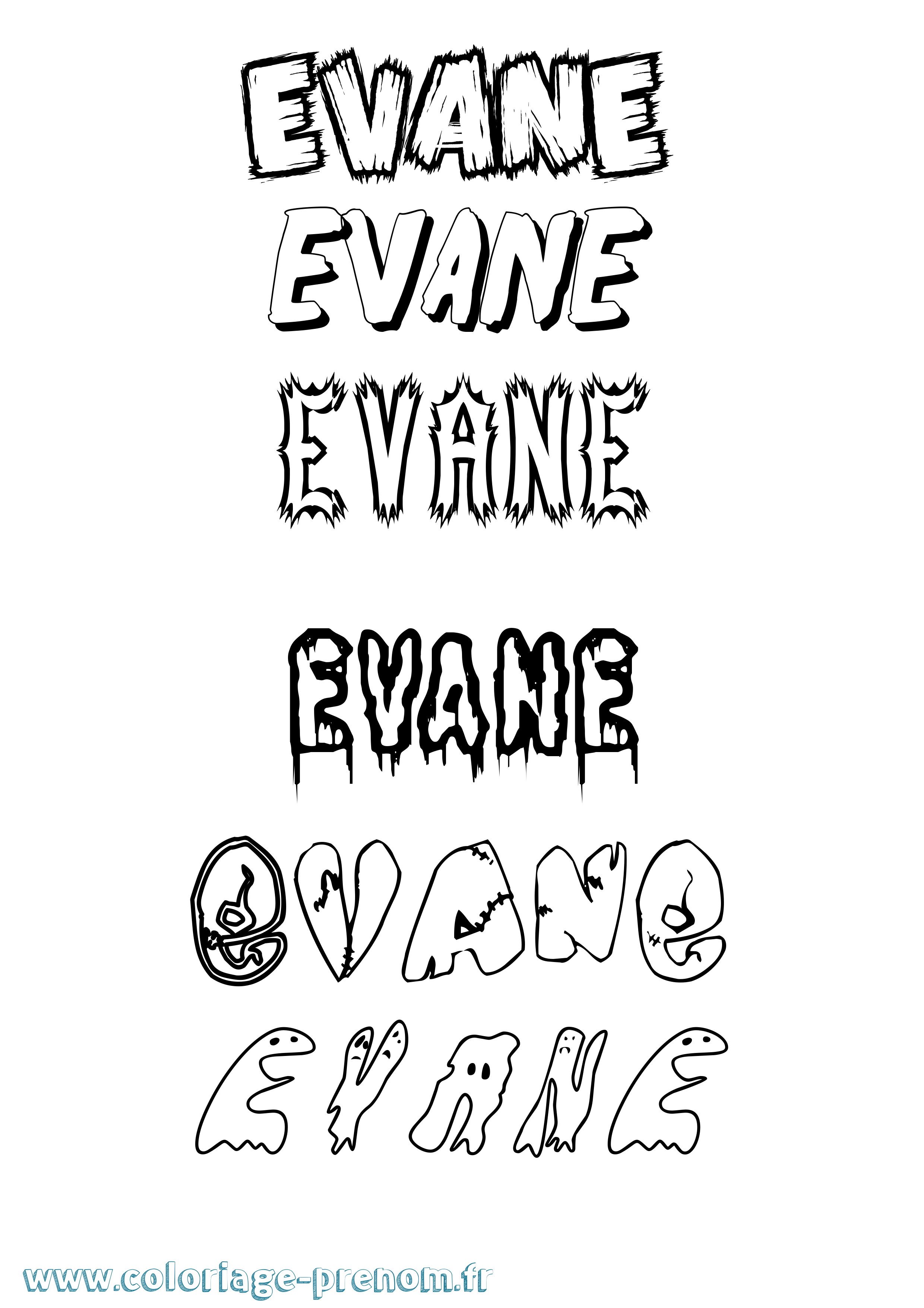 Coloriage prénom Evane Frisson